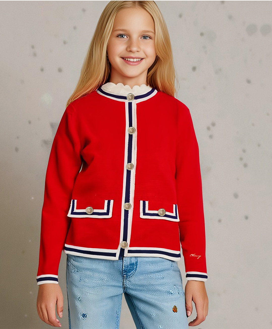 Cherry Crumble By Nitt Hyman Cotton Knit Full Sleeves Colour Blocked Winter Sweater - Red-picture-23