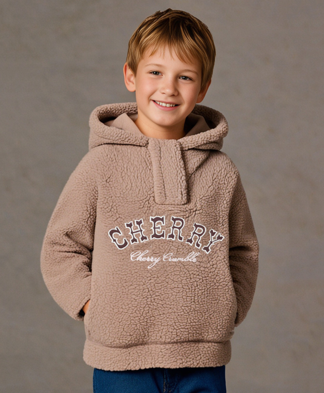 Cherry Crumble By Nitt Hyman Knit Full Sleeves Cherry Text Patch Detailed Unisex Winter Sweatshirt - Brown-picture-11