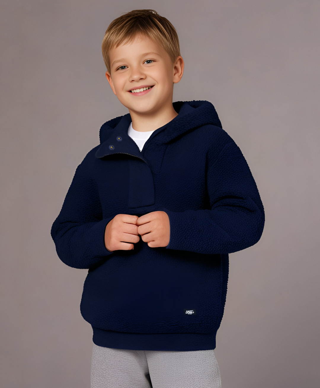 Cherry Crumble By Nitt Hyman Knit Full Sleeves Solid Hooded Unisex Winter Sweatshirt - Navy Blue-picture-22