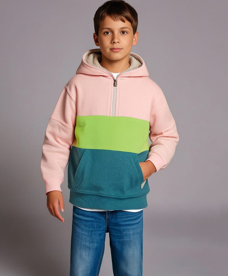 Cherry Crumble By Nitt Hyman Knit Full Sleeves Colour Blocked Unisex Hooded Winter Sweatshirt - Multi Colour-picture-37
