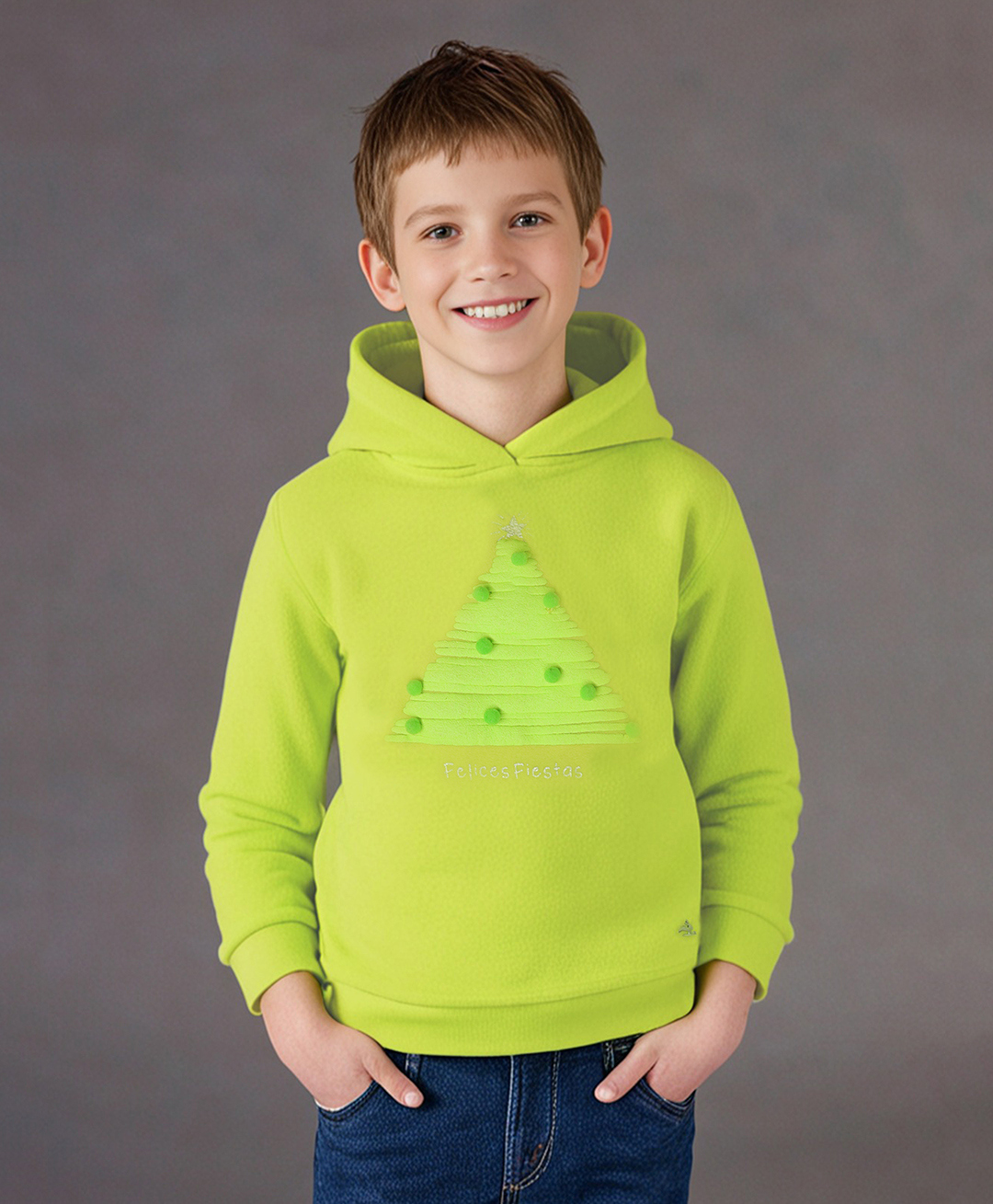 Cherry Crumble By Nitt Hyman Christmas Theme Full Sleeves Tree Puff Printed Unisex Winter Hoodie - Green-picture-22