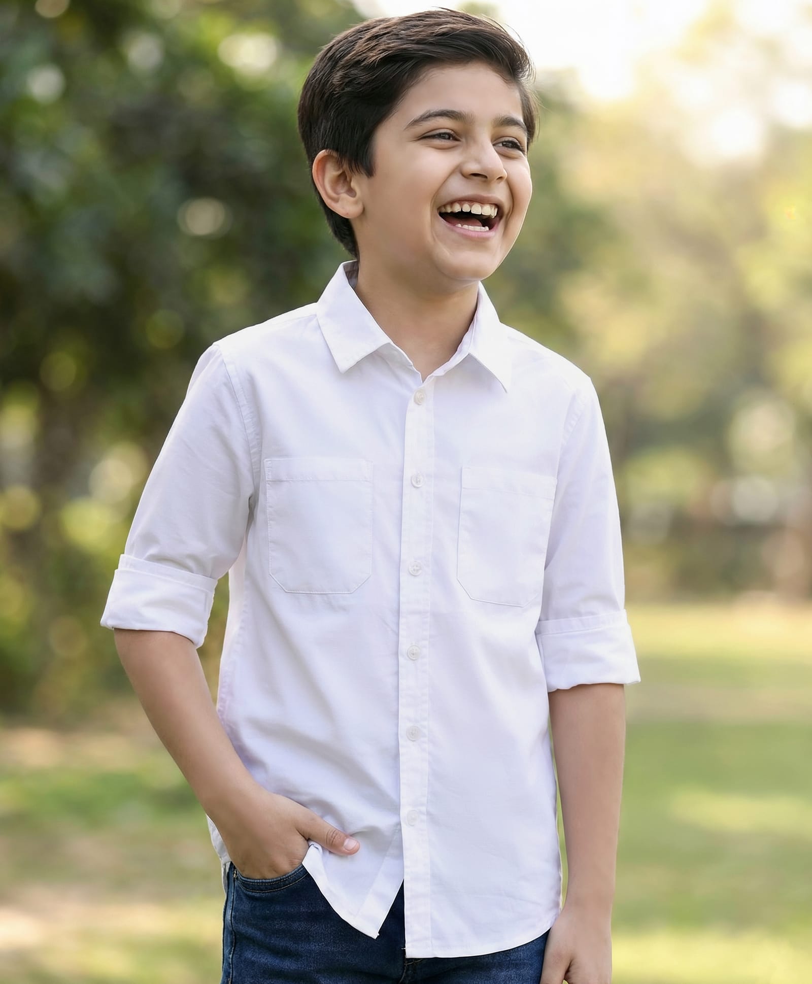 kookie kids india Kookie Kids Poplin Woven Full Sleeves Solid Color Shirt - White-picture-32