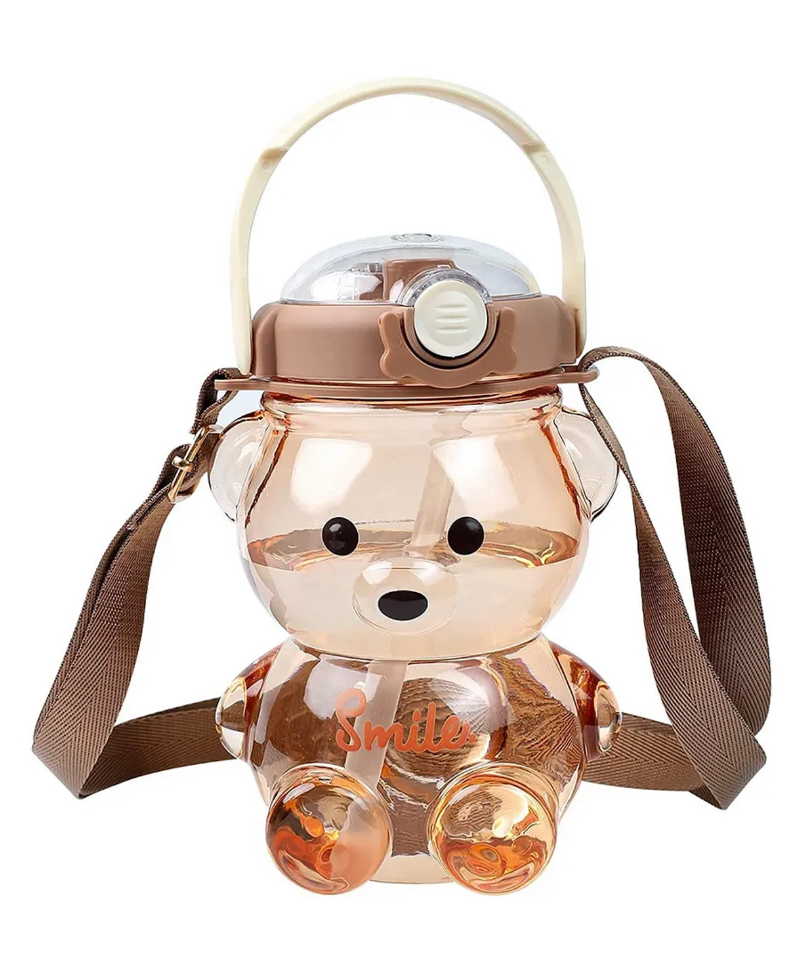 ARCADE TOYS Teddy Bear Water Bottle With Soft Silicone Straw - 1000 ml (Colour May Vary)-image-14
