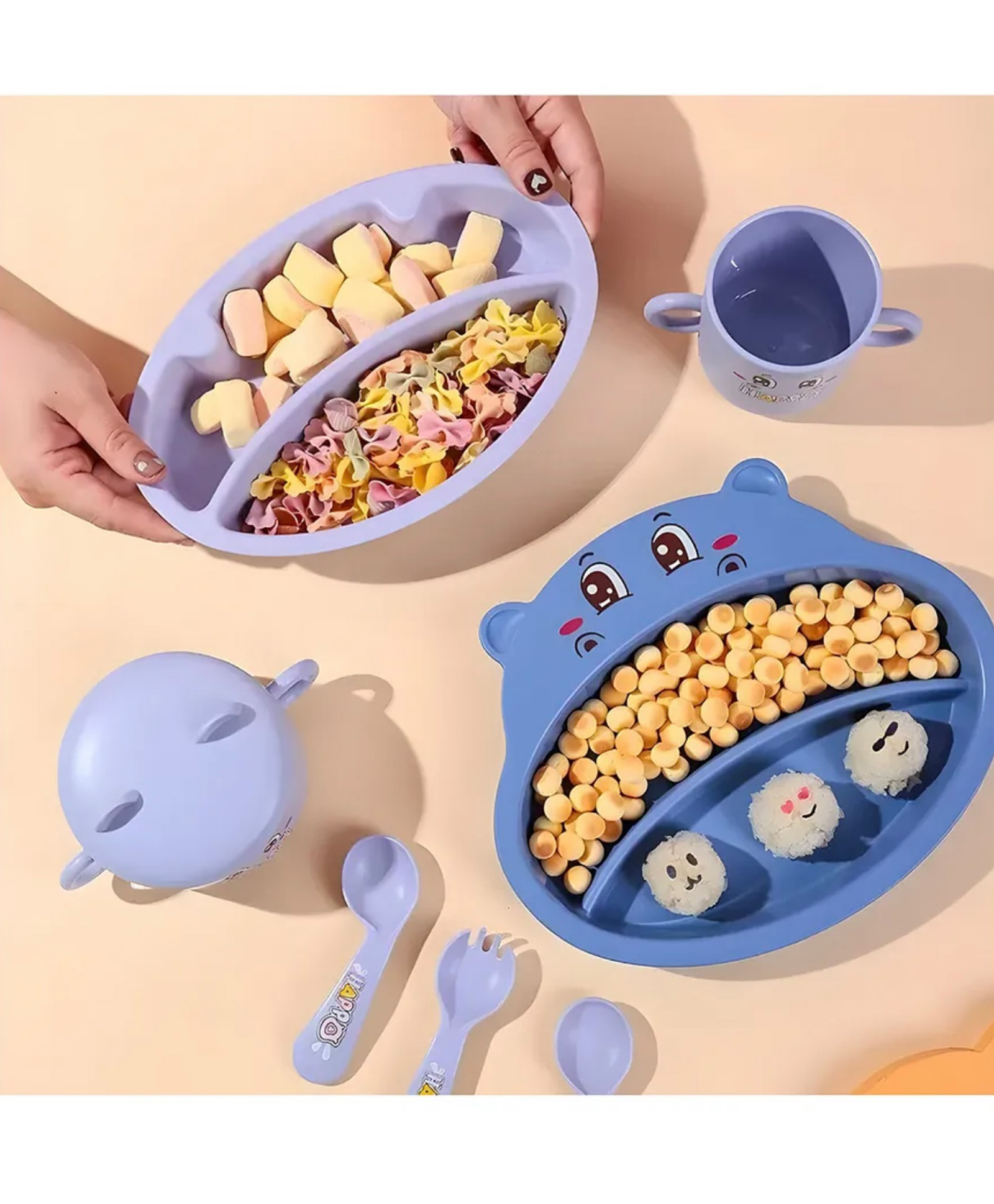 ARCADE TOYS Cute Baby hippo animal bamboo feeding set.Get your kiddos excited for meal time with this Fun BambooTableware set - Set of 6-image-48