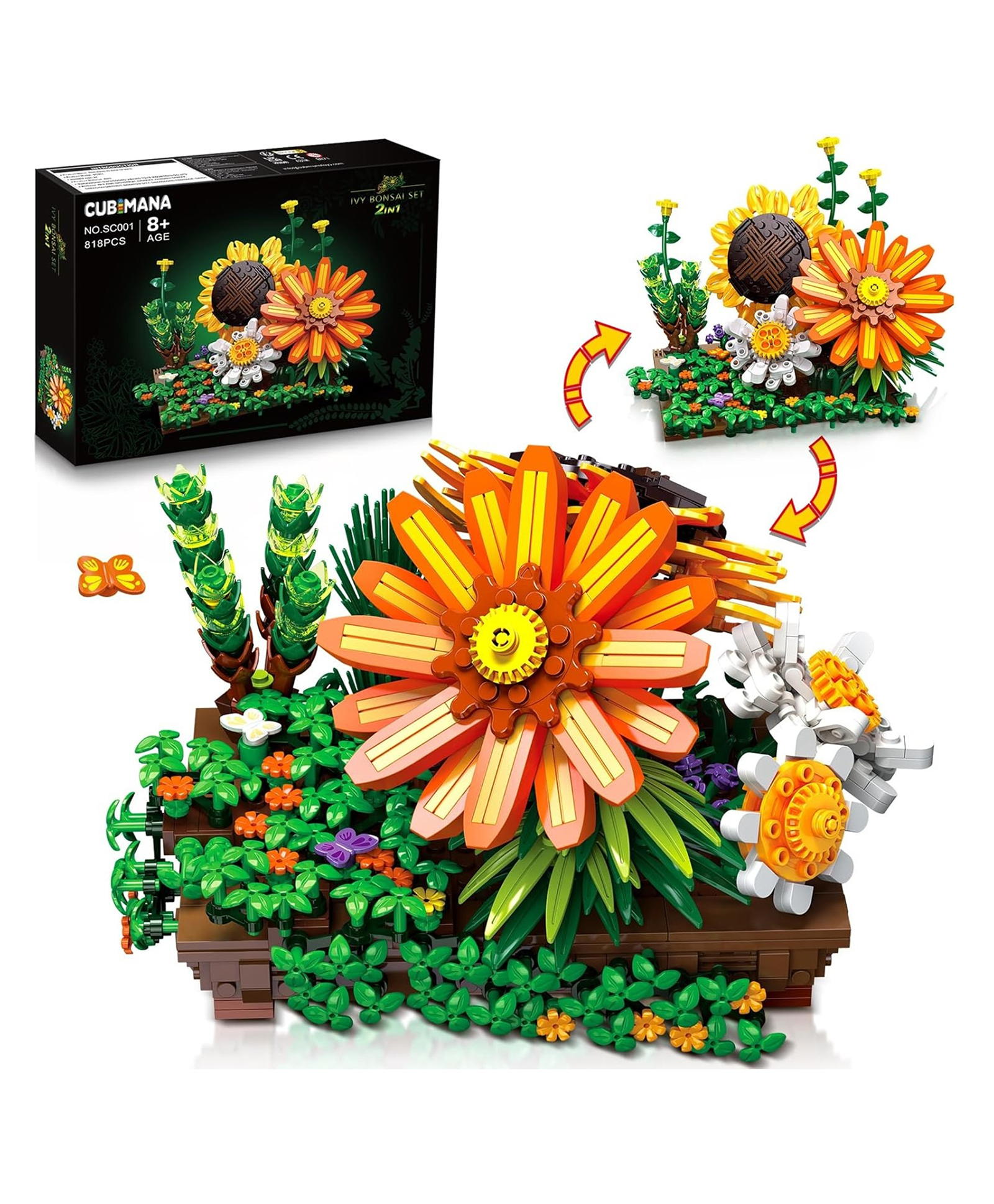 YAMAMA 2 in 1 Flower Botanical Bonsai Bricks Building Blocks Toys For Kids Fun Educational Learning Bricks Blocks Kids Toys 924 Pieces Multicolor-image-35