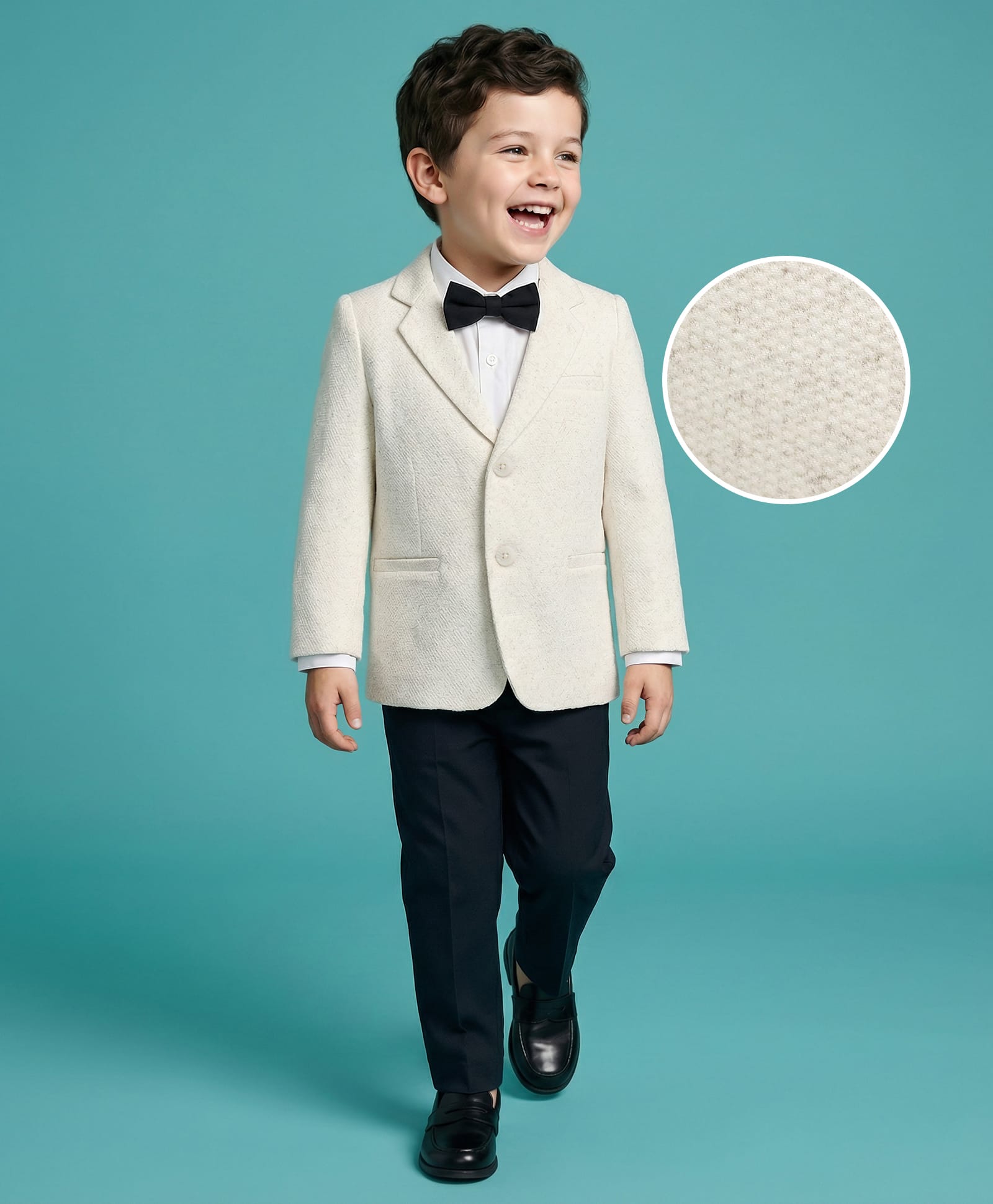 Mark & Mia Cotton Woven Full Sleeves Solid 3 Piece Party Suit With Bow - White-picture-23