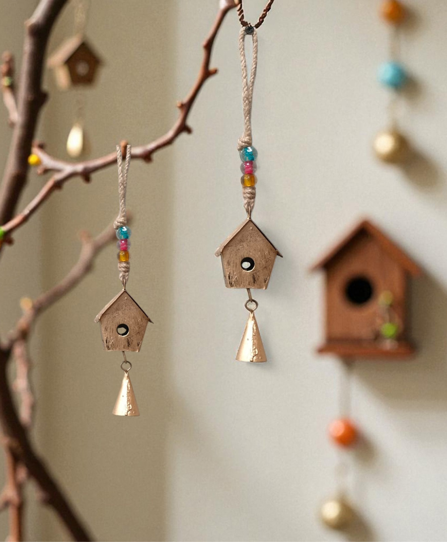 DULI Metal House Windchime Wall Hanging, Feng Shui, Wall Art, Wall Decor, PositiveVibes, Festive Decoration, Gift (Pack of 2)-image-8