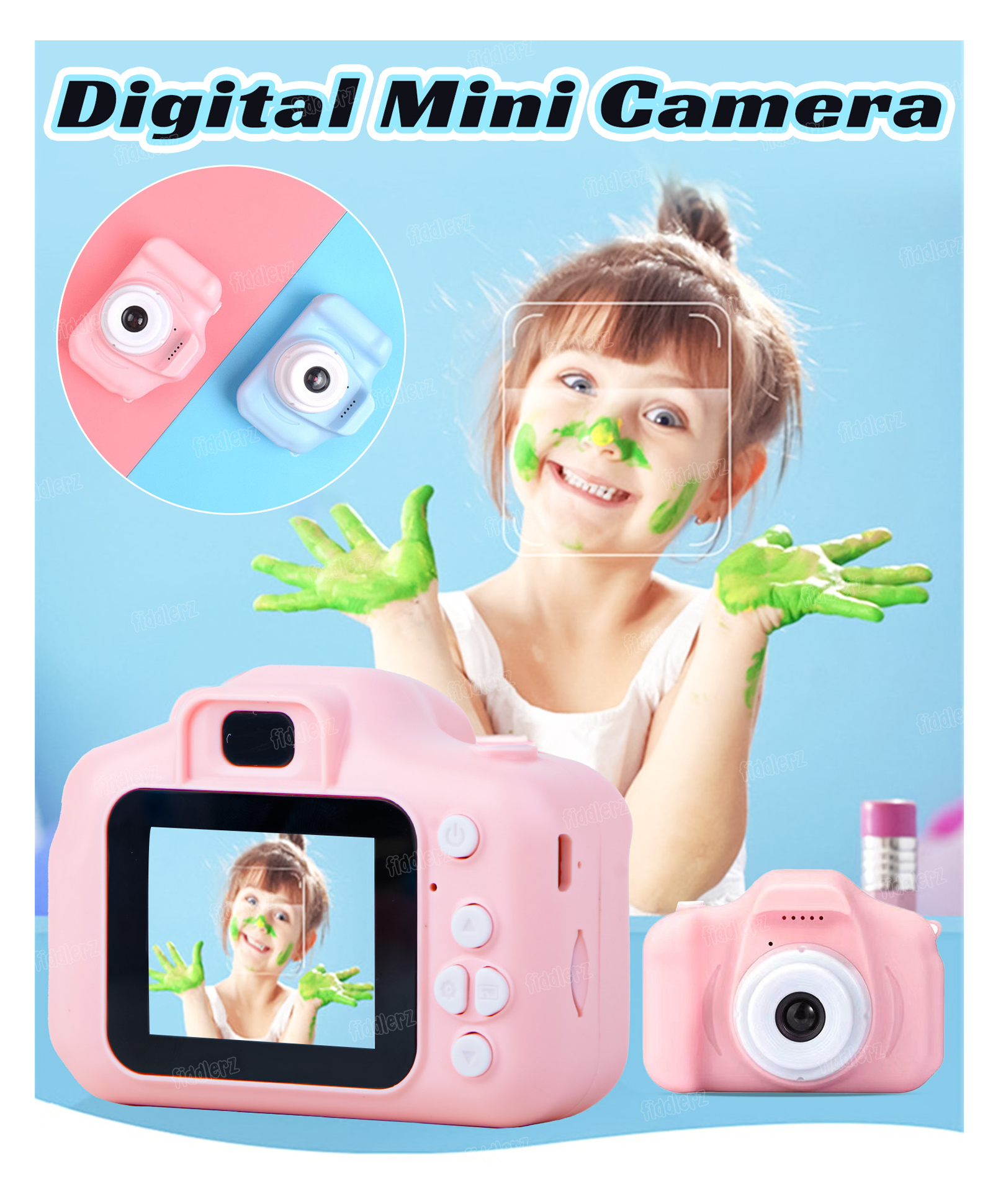 Fiddlerz Digital Camera for Kids Camera for Photos and Videos USB Rechargeable with 2 Inch Screen HD Capture Expandable Memory Birthday Gift for Kids - Multicolor-image-49