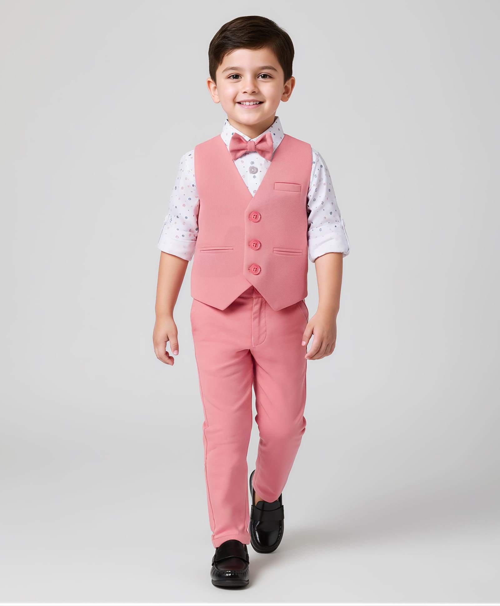 Mark & Mia Woven Full Sleeves Printed 3 Piece Party Suit with Bow - Pink-picture-20