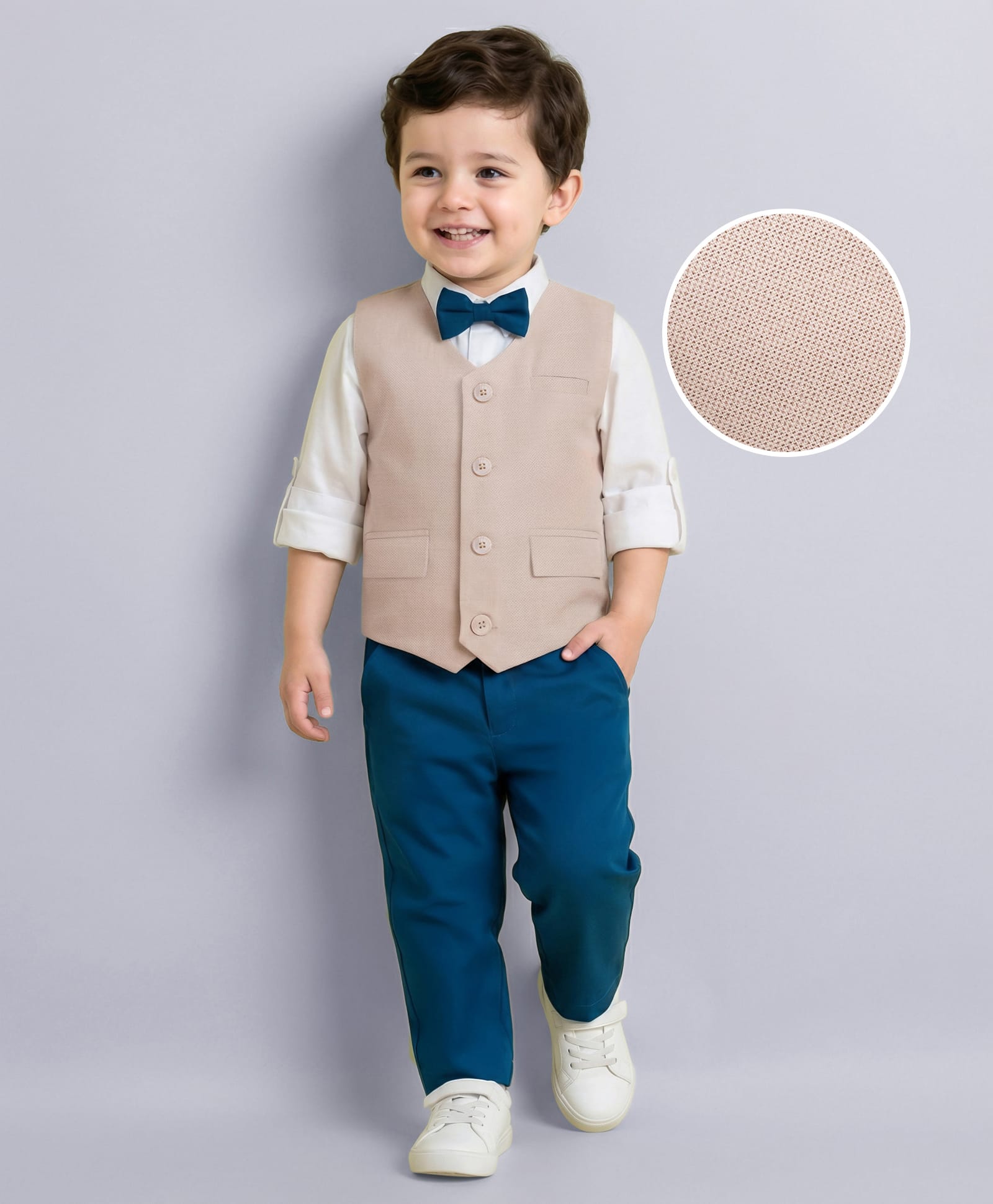 Mark & Mia Woven Full Sleeves 3 Piece Party Suit With Bow Detailing - Multicolour-picture-22