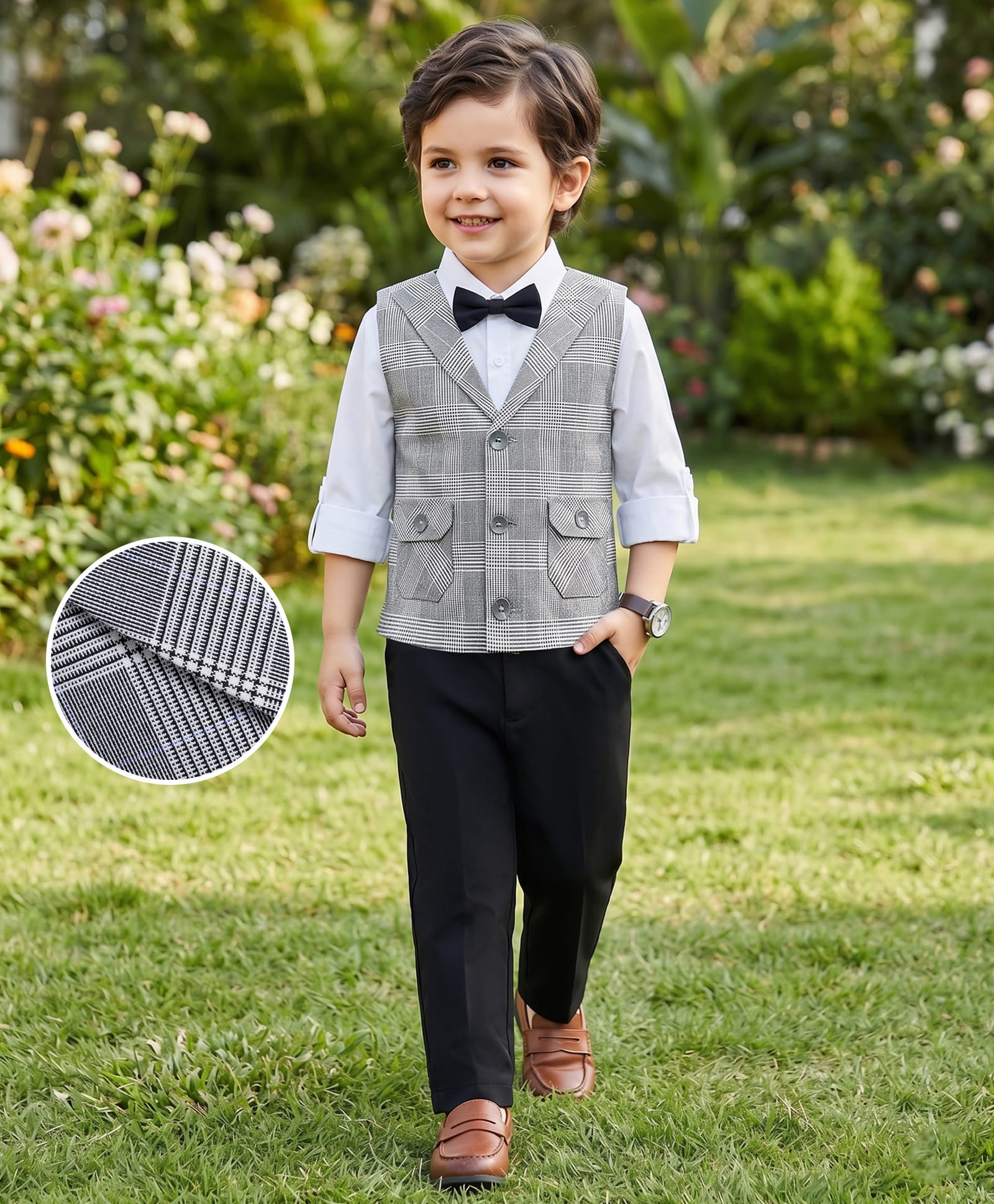 Mark & Mia Woven Full Sleeves 3 Piece Party Suit With Bow Detailing - Multicolour-image-48