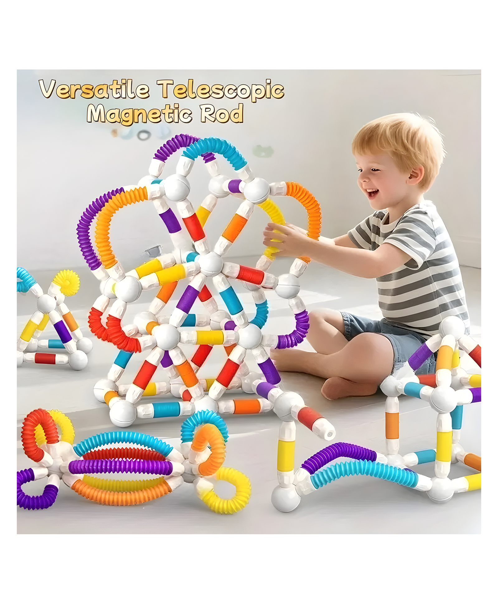 Yamama Magnetic Building Blocks STEM Educational Toy Set - Pop Tube Magnetic Sticks Puzzle for Kids Ages 3+,36pcs (Multicolor)-image-42