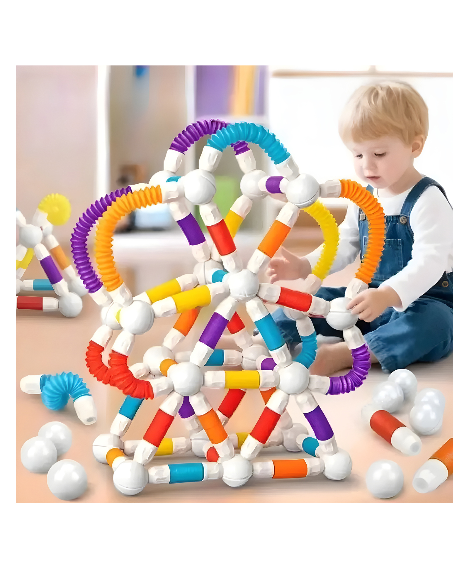 Yamama Magnetic Building Blocks STEM Educational Toy Set - Pop Tube Magnetic Sticks Puzzle for Kids Ages 3+,42pcs (Multicolor)-image-43