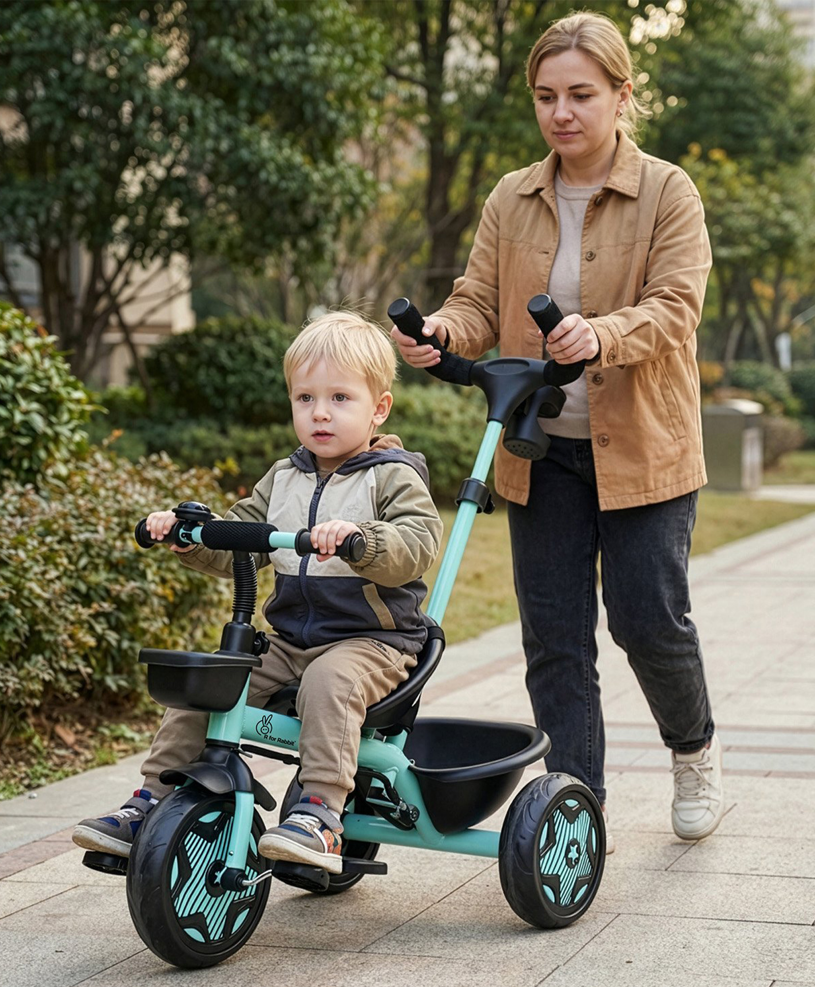 R for Rabbit Tiny Toes R20 Ace Tricycle with Parental Control & Safety Harness - Aqua Blue-picture-2