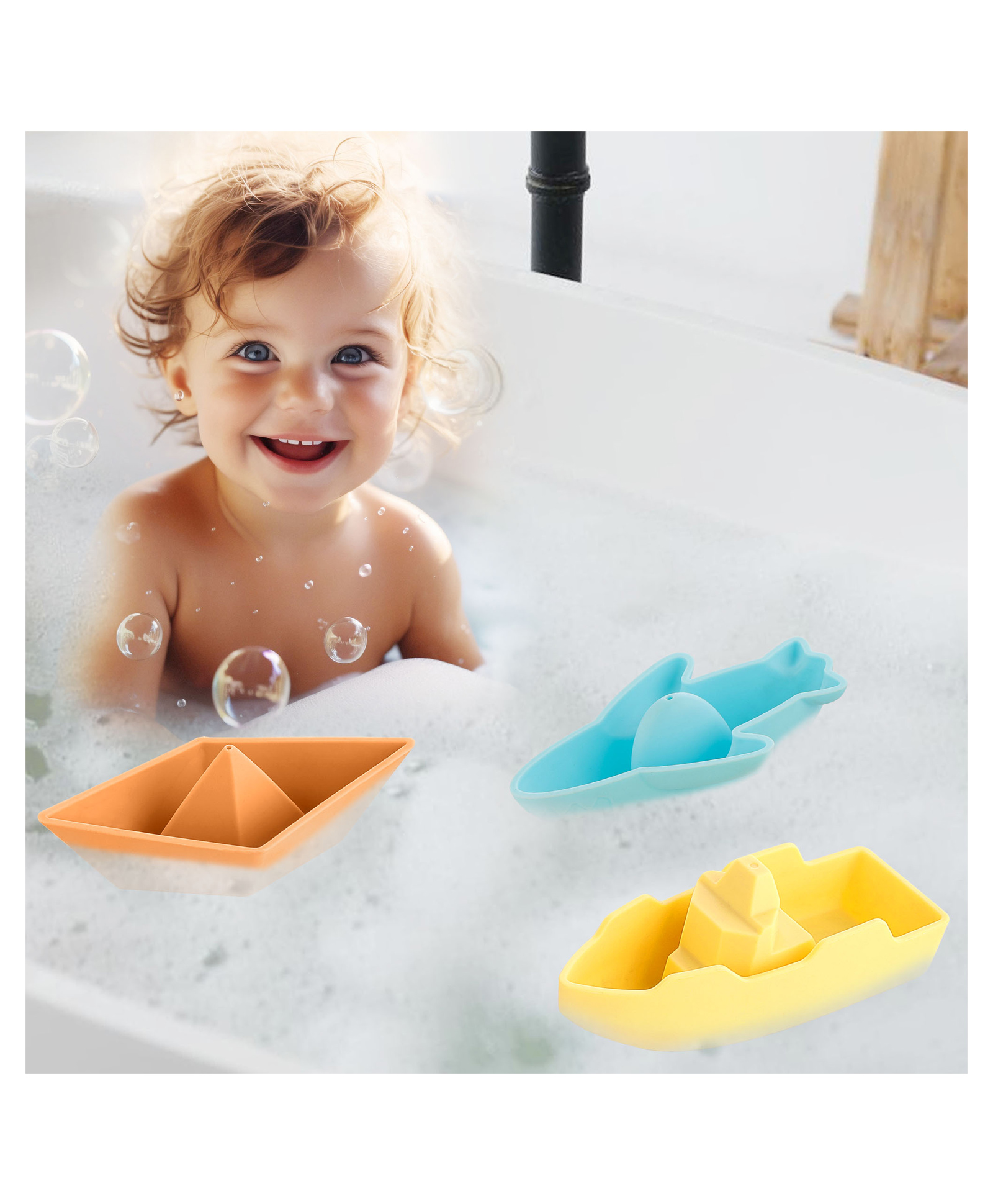 R for Rabbit Orapple Floater Bathing Toy with No Sharp Edges BPA Free Food Grade Silicone Material Pack of 3 - Yellow Orange & Light Blue