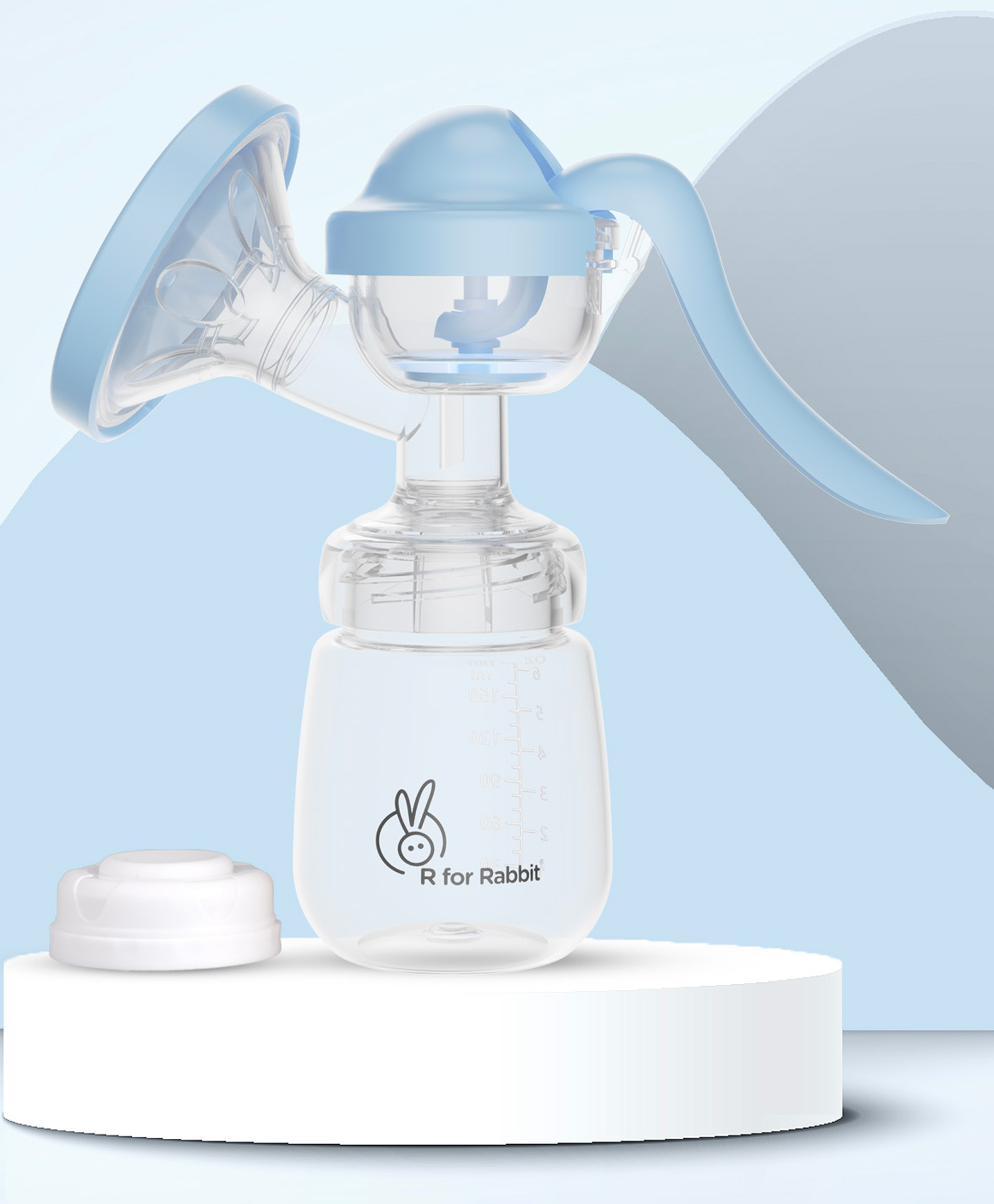 R for Rabbit First Feed Cozy Manual Breast Pump for Mothers | 2-Level Suction Adjustment | Soft Silica Pad | Anti-Backflow | Compact BPA-Free Design Sky Blue-image-35