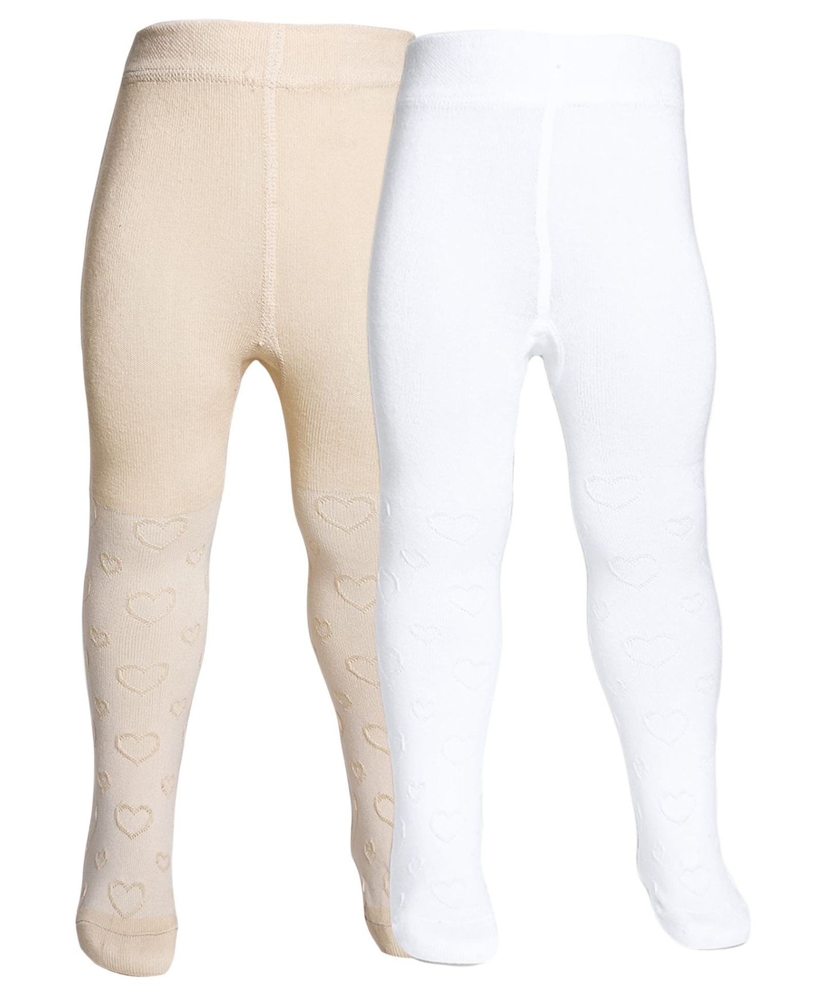 The little lookers Cotton Knit Pack Of 2 Solid Stockings - White & Skin-image-44