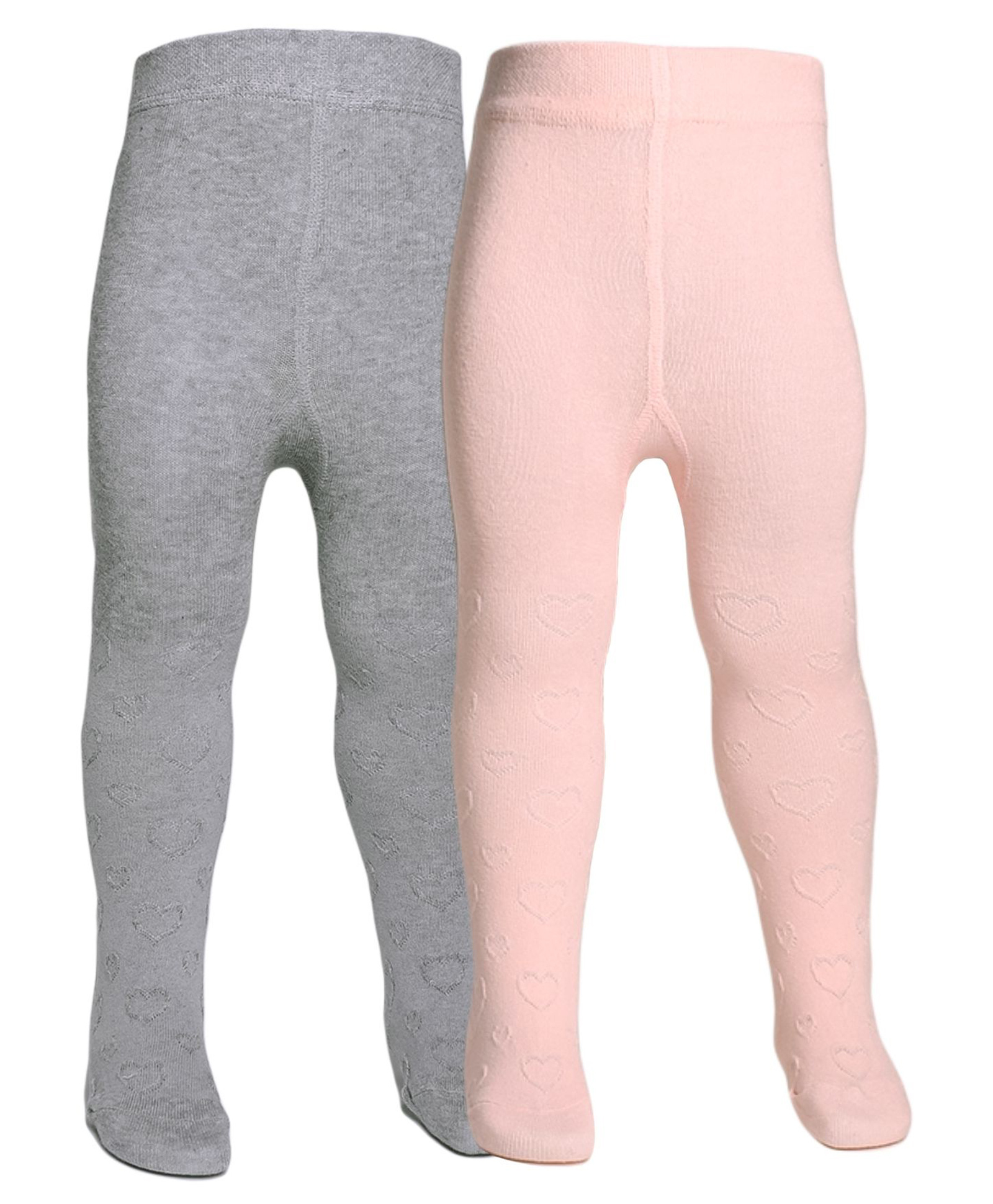 The little lookers Cotton Knit Pack Of 2 Solid Stockings - Grey & Baby Pink-image-26