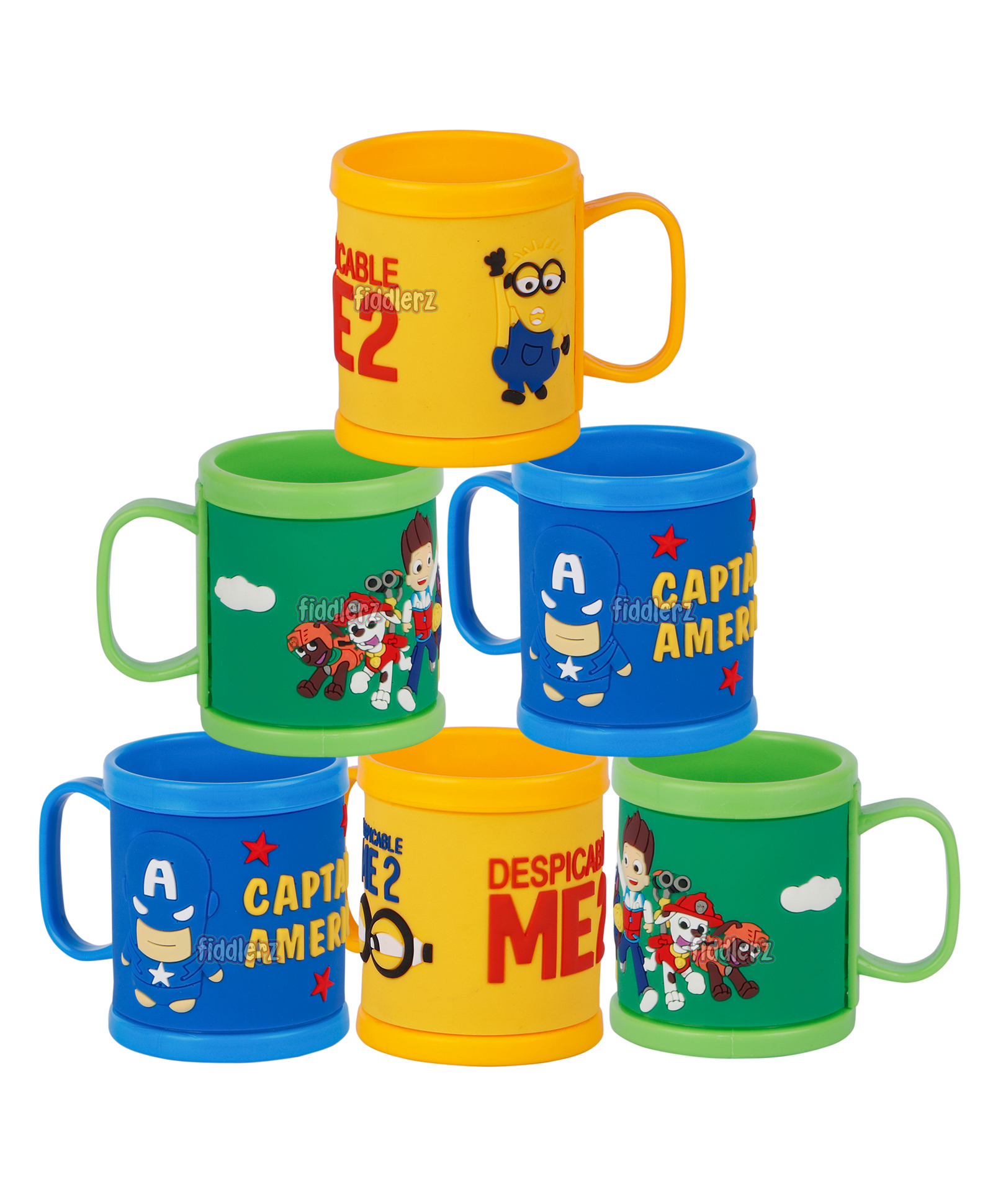 Fiddlerz Kids Cartoon Printed Plastic Mug BPA Free Non Toxic Microwave and Dishwasher Safe Reusable Drinking Cup for Boys and Girls Gift - Random Design (Pack of 1)-image-46