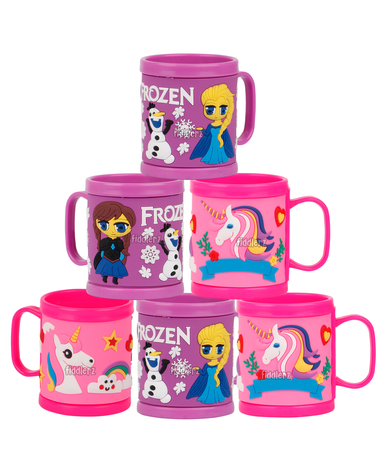 Fiddlerz Kids Cartoon Printed Plastic Mug BPA Free Non Toxic Microwave and Dishwasher Safe Reusable Drinking Cup for Boys and Girls Gift - Random Design (Pack of 2)-image-47