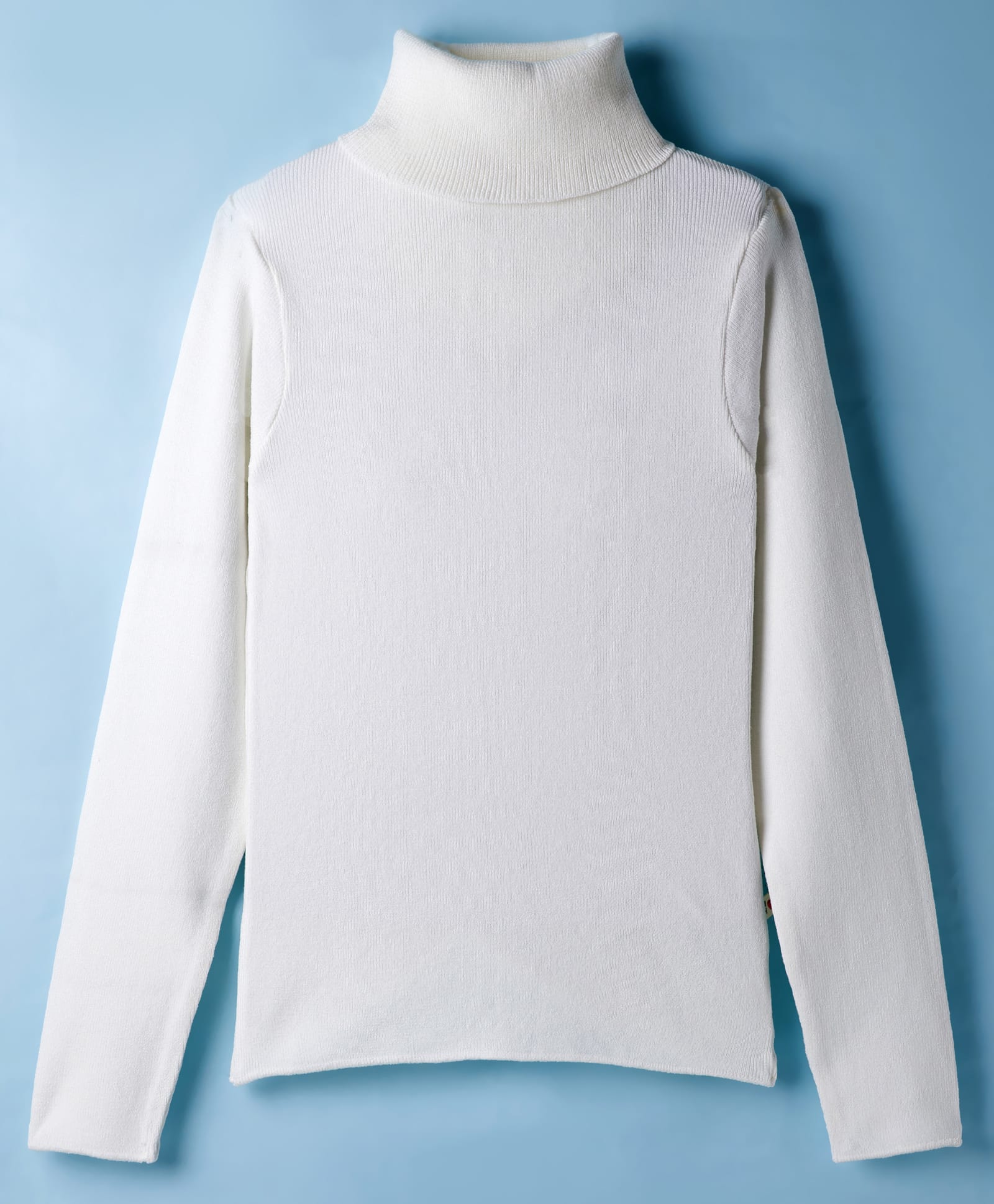 Yellow Apple Full Sleeves Turtle Neck Solid Colour Pullover Sweater - White-picture-23
