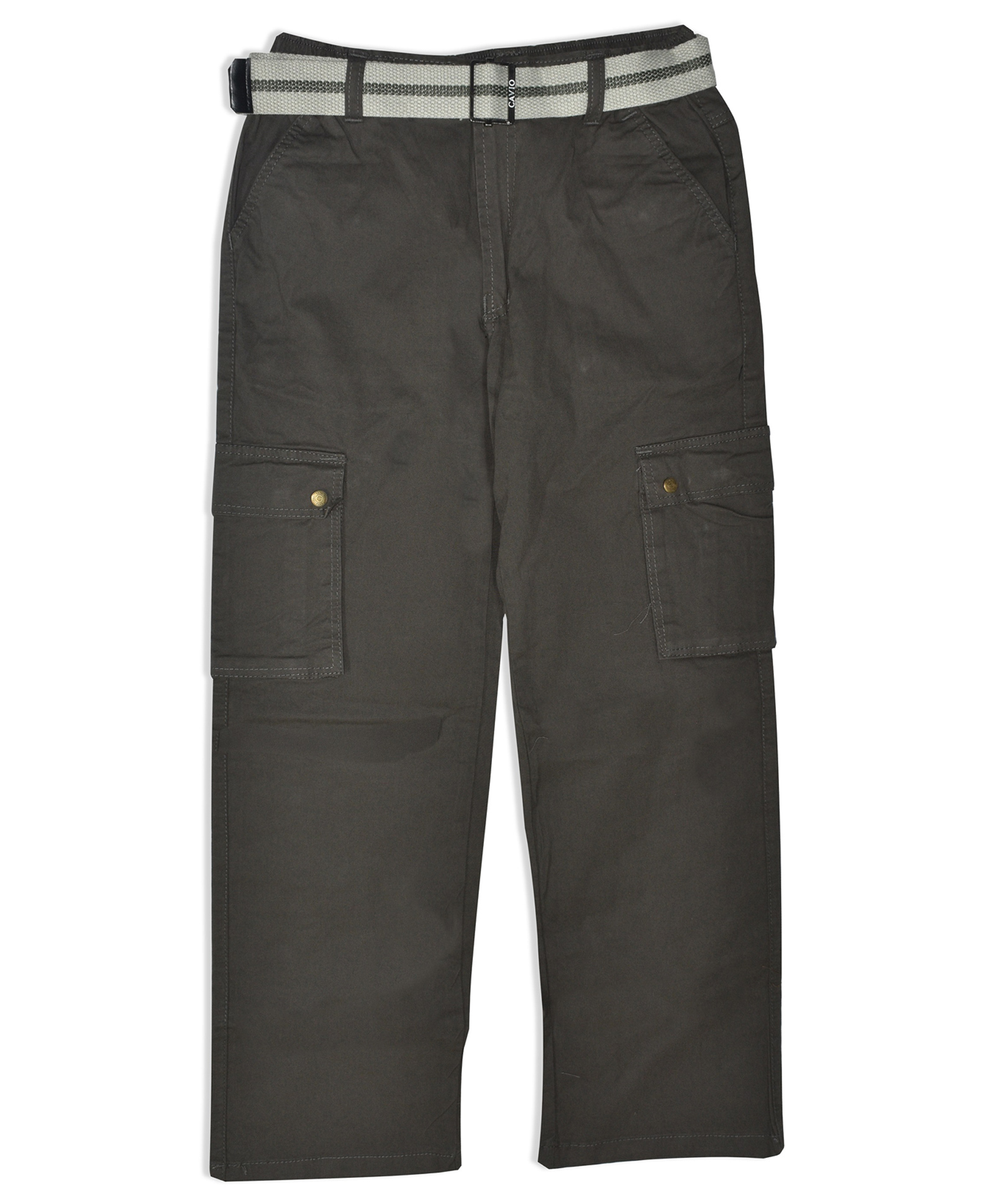 CAVIO Cotton Woven Solid Cargo Pants - Dark Grey-picture-22