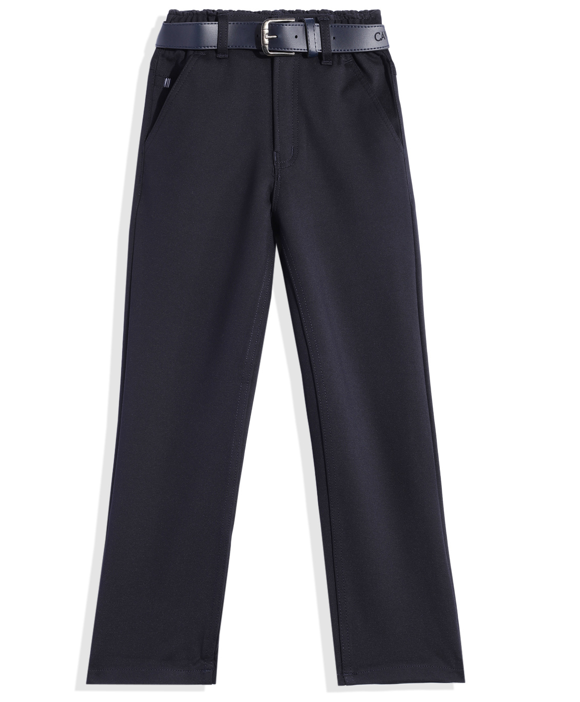 CAVIO Cotton Lycra Woven Solid Pants With Belt - Navy Blue-picture-10