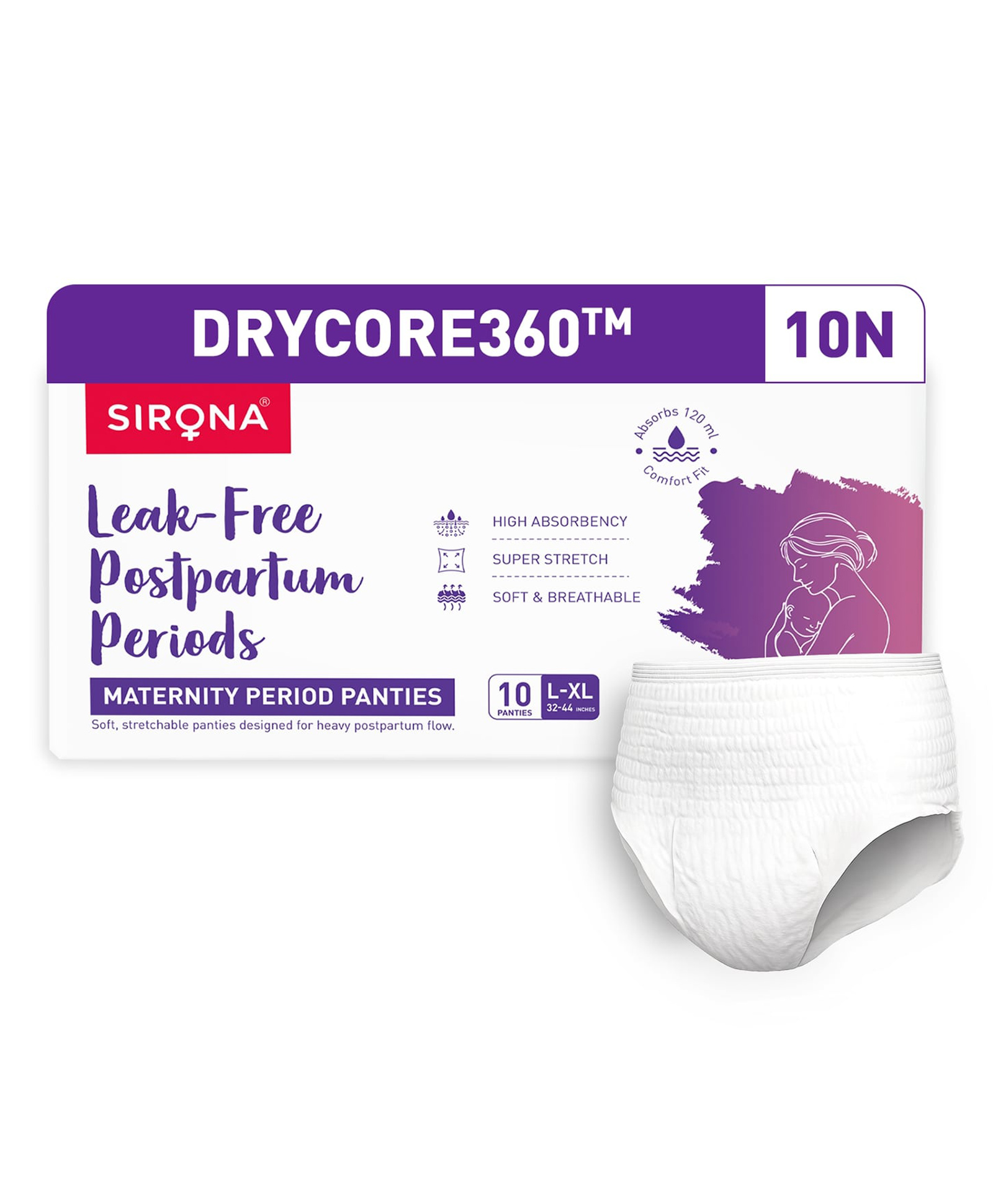 SIRONA Maternity Pants | Leak-free Postpartum Periods | Comfortable, Soft & Breathable | Size L-XL | Pack of 10-image-30