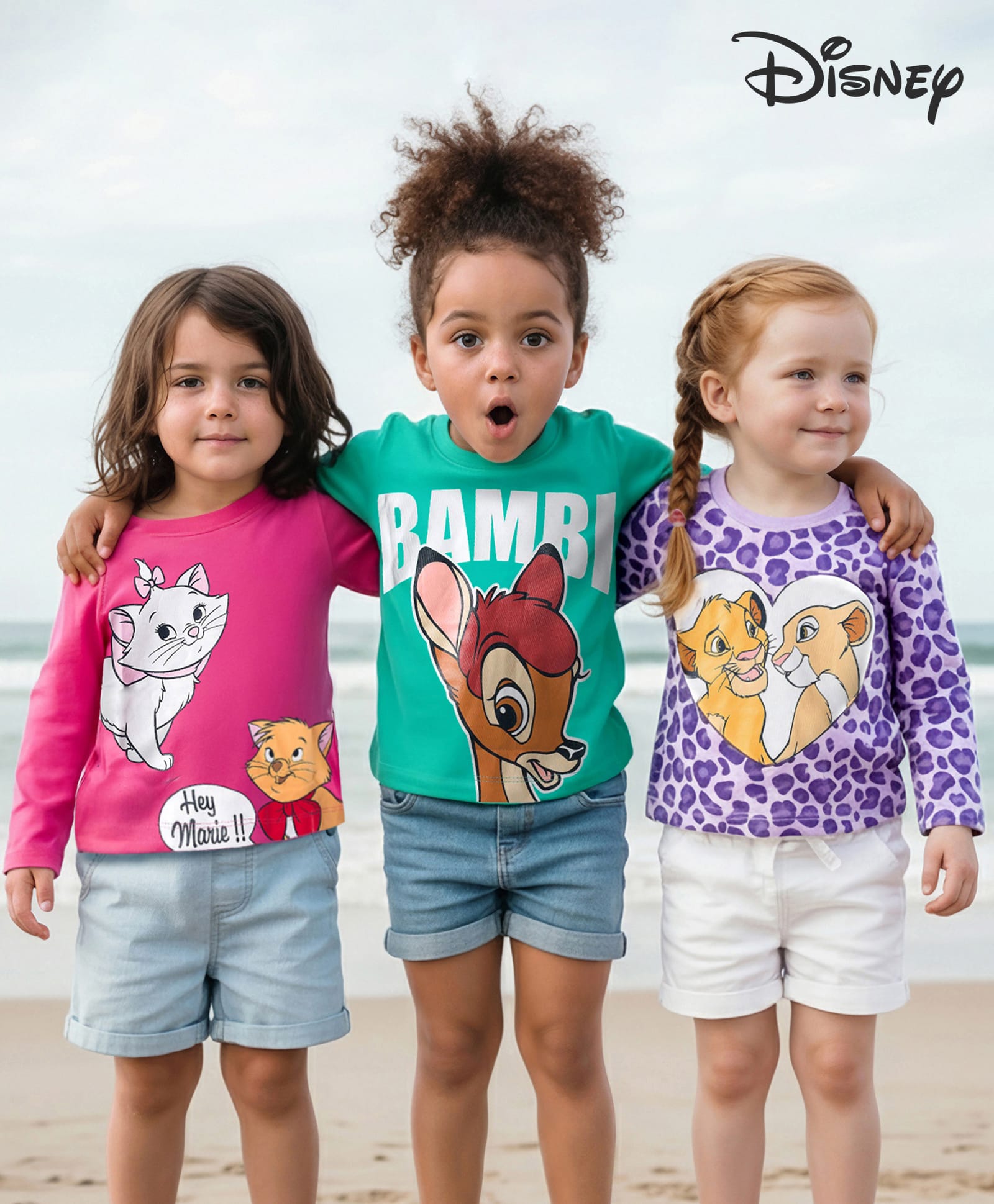 Babyhug Disney Single Jersey Knit Full Sleeves T-Shirt with Disney Character Graphic Pack of 3 - Purple Sea Green & Dark Pink-image-5