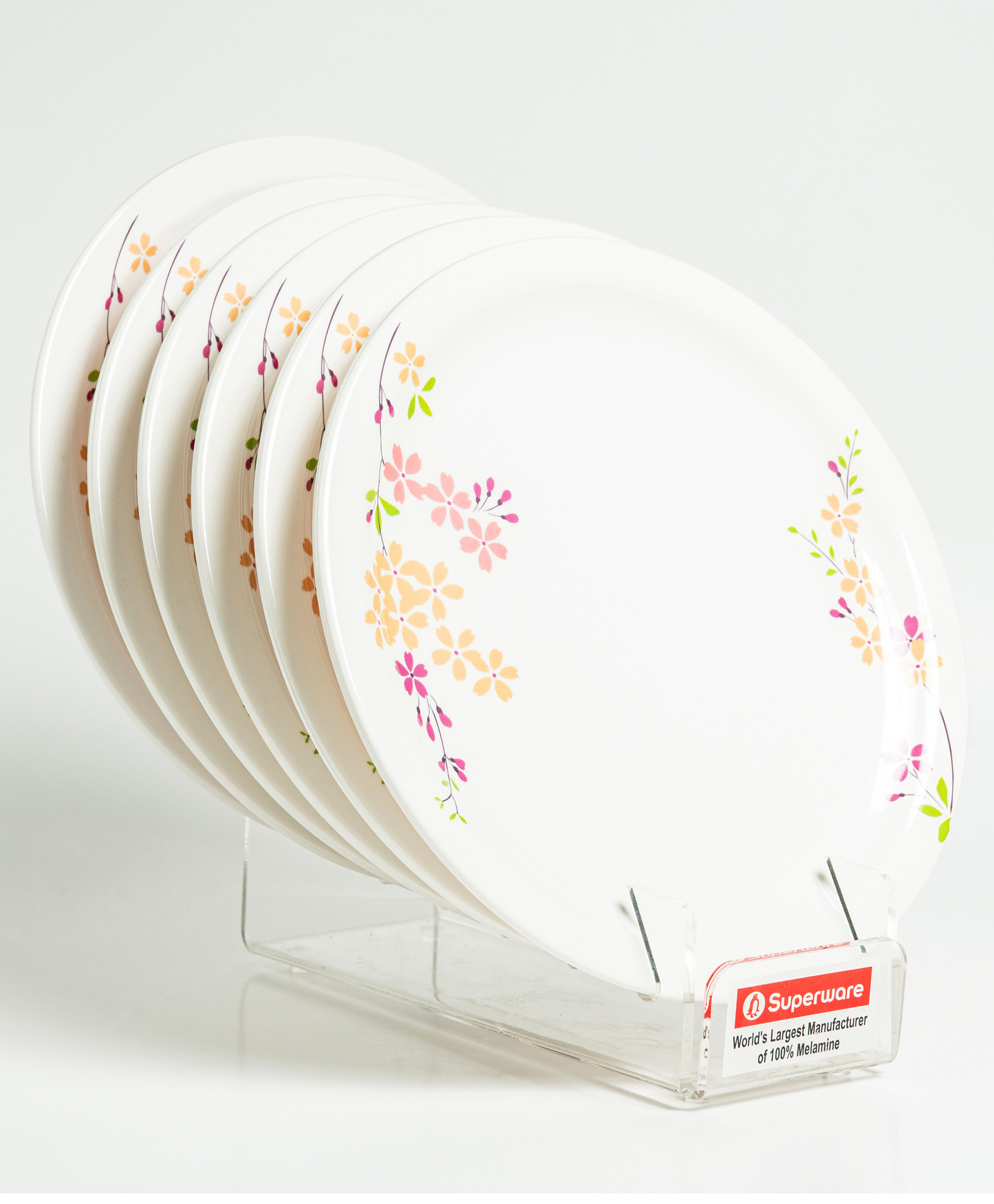 Superware Melamine Dinner Plate Set 10.75 inch - Blooming Bud (IP1347) (Set Of 6)-image-3