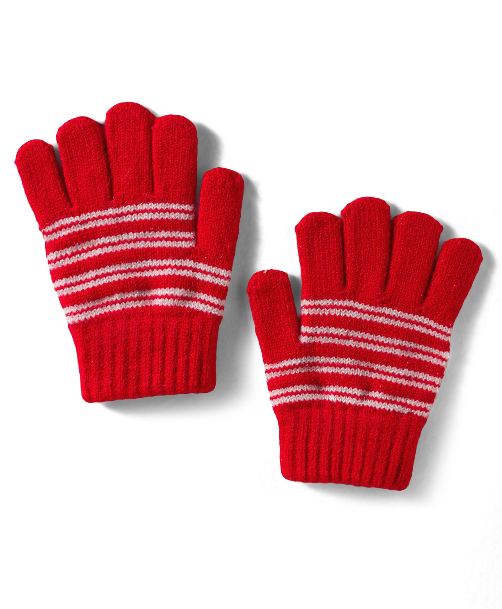 Model Knitted Striped Gloves - Red