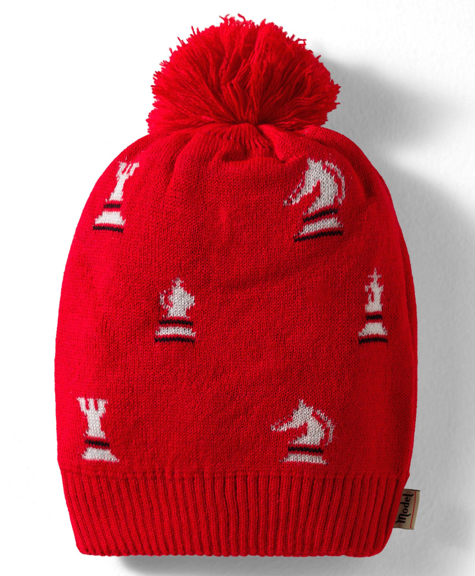Model Knitted Chess Designed Winter Cap Red - Diameter 7 cm-picture-25