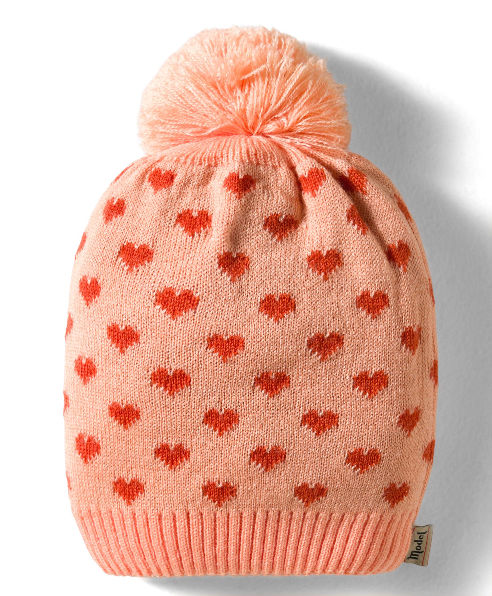 Model Knitted Heart Designed Winter Cap Beige - Diameter 7 cm-picture-30