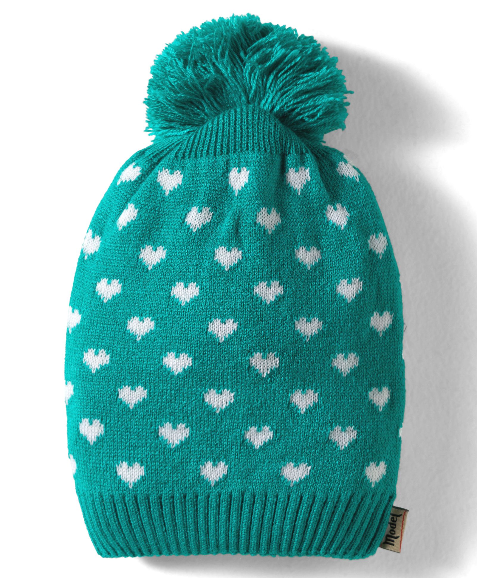 Model Knitted Heart Designed Winter Cap Mint Green - Diameter 7 cm-picture-25