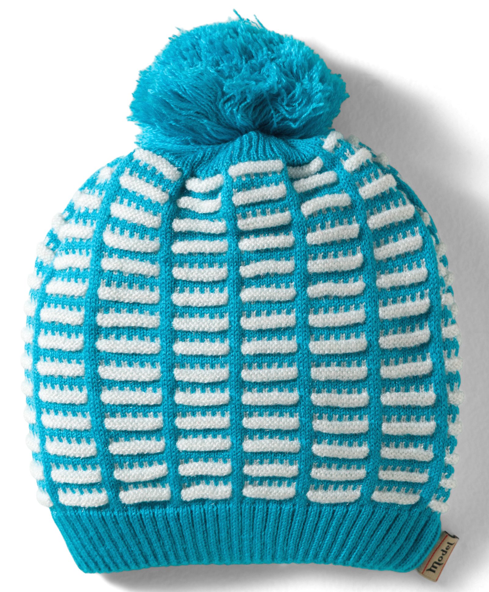 Model Knitted Striped Winter Cap Light Blue - Diameter 7 cm-image-33