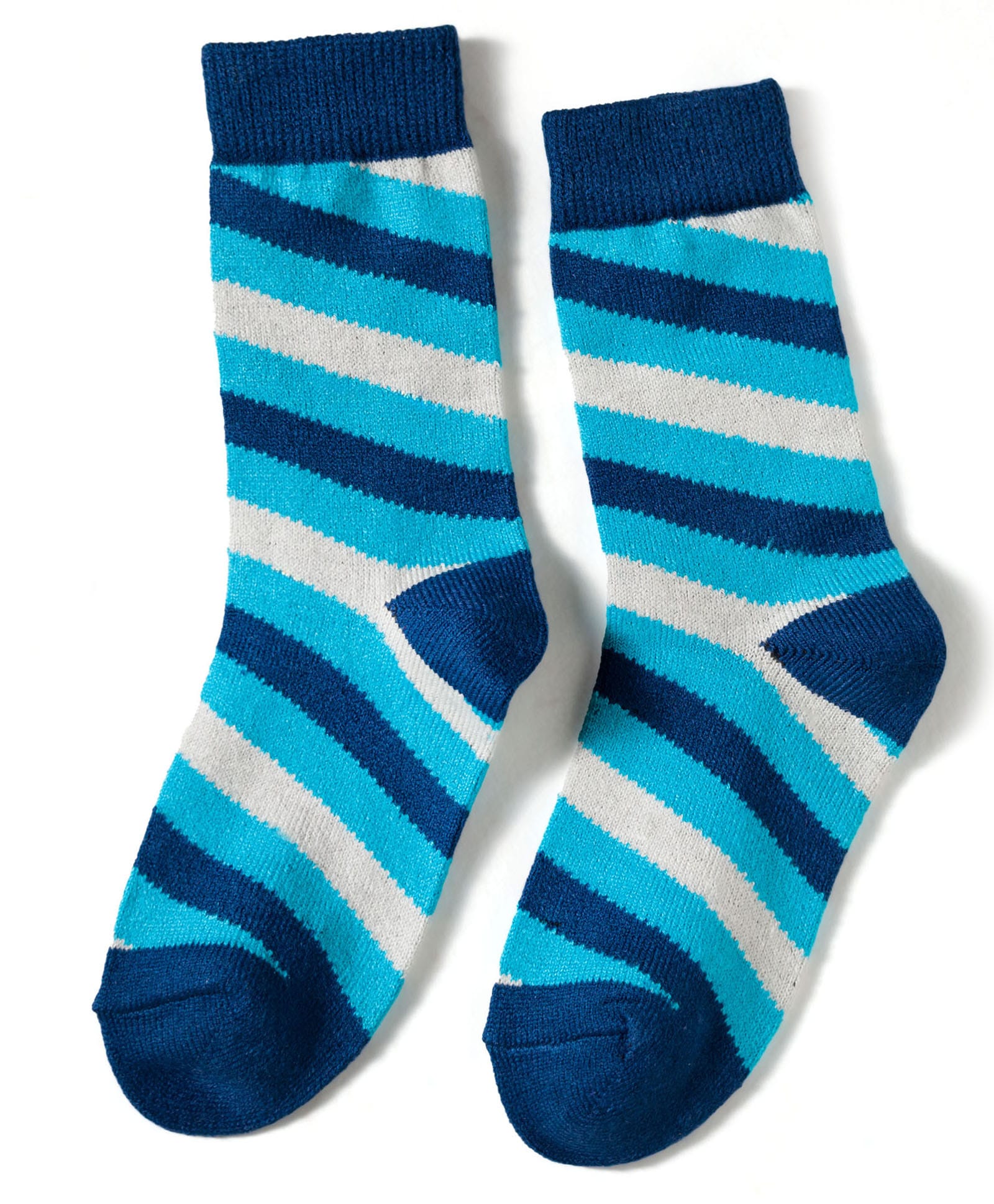 Model Knit Winterwear Socks With Stripe Design - Blue & Light Blue-image-48