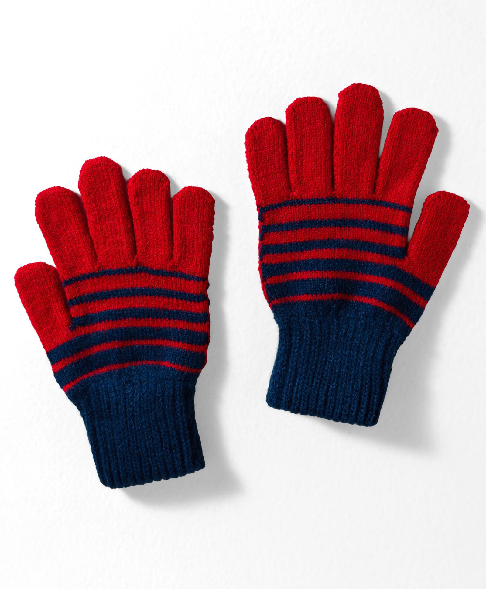 Model Knitted Striped Gloves - Red-picture-33