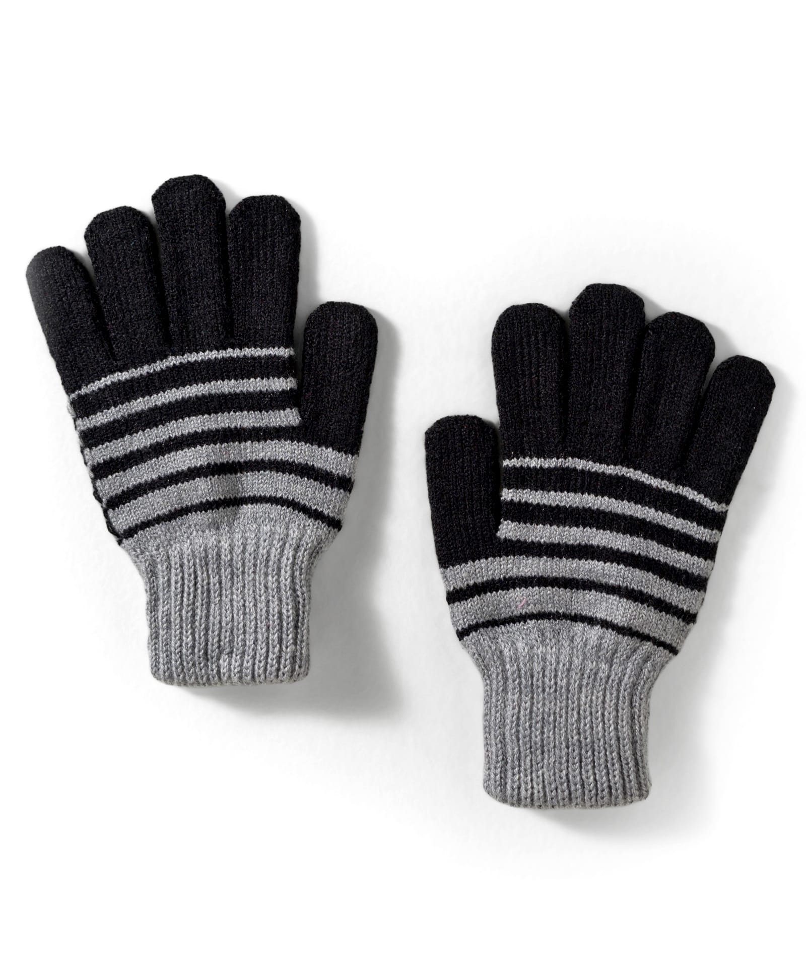 Model Knitted Striped Gloves - Black-picture-35