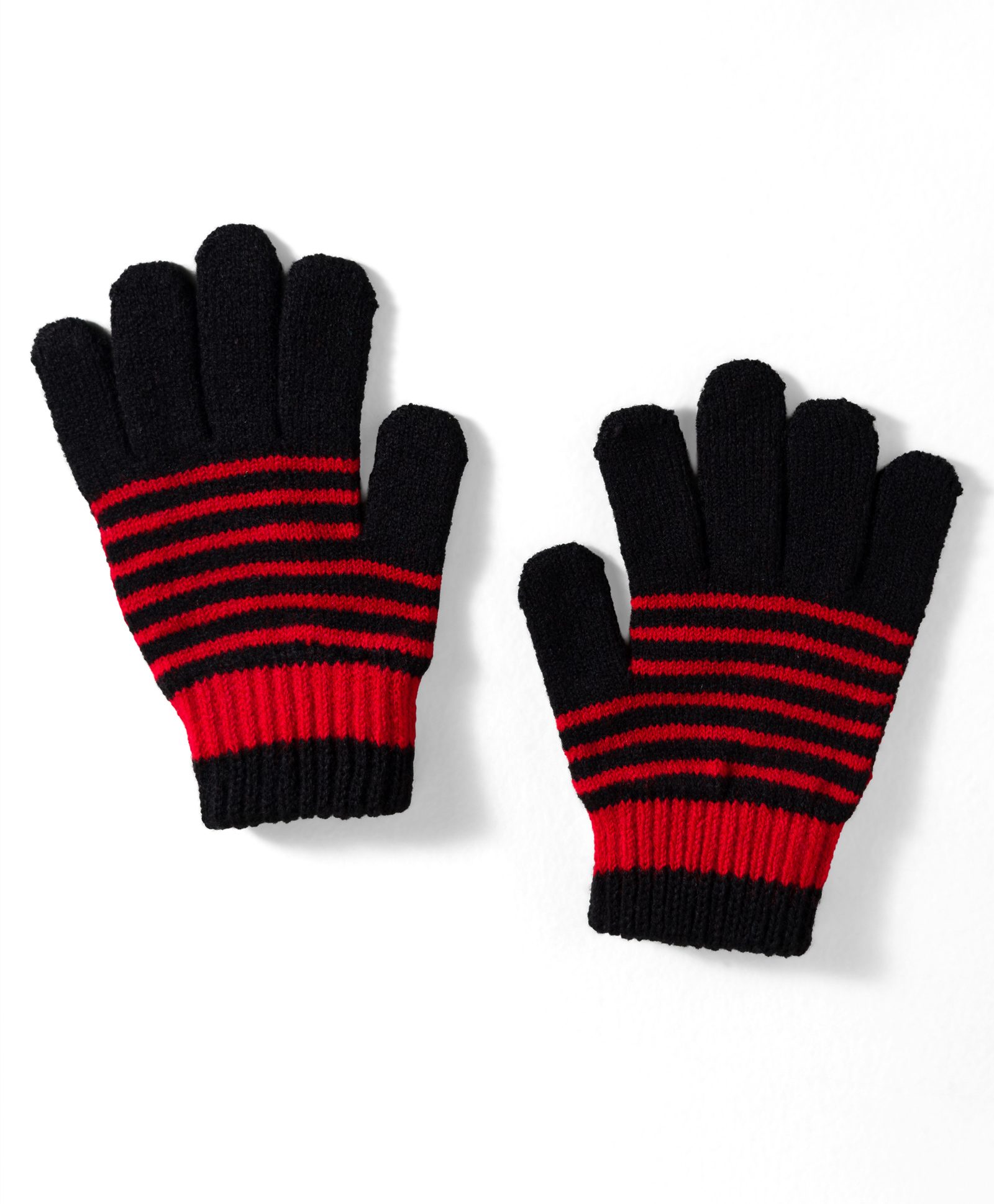 Model Knitted Striped Gloves - Black-picture-38