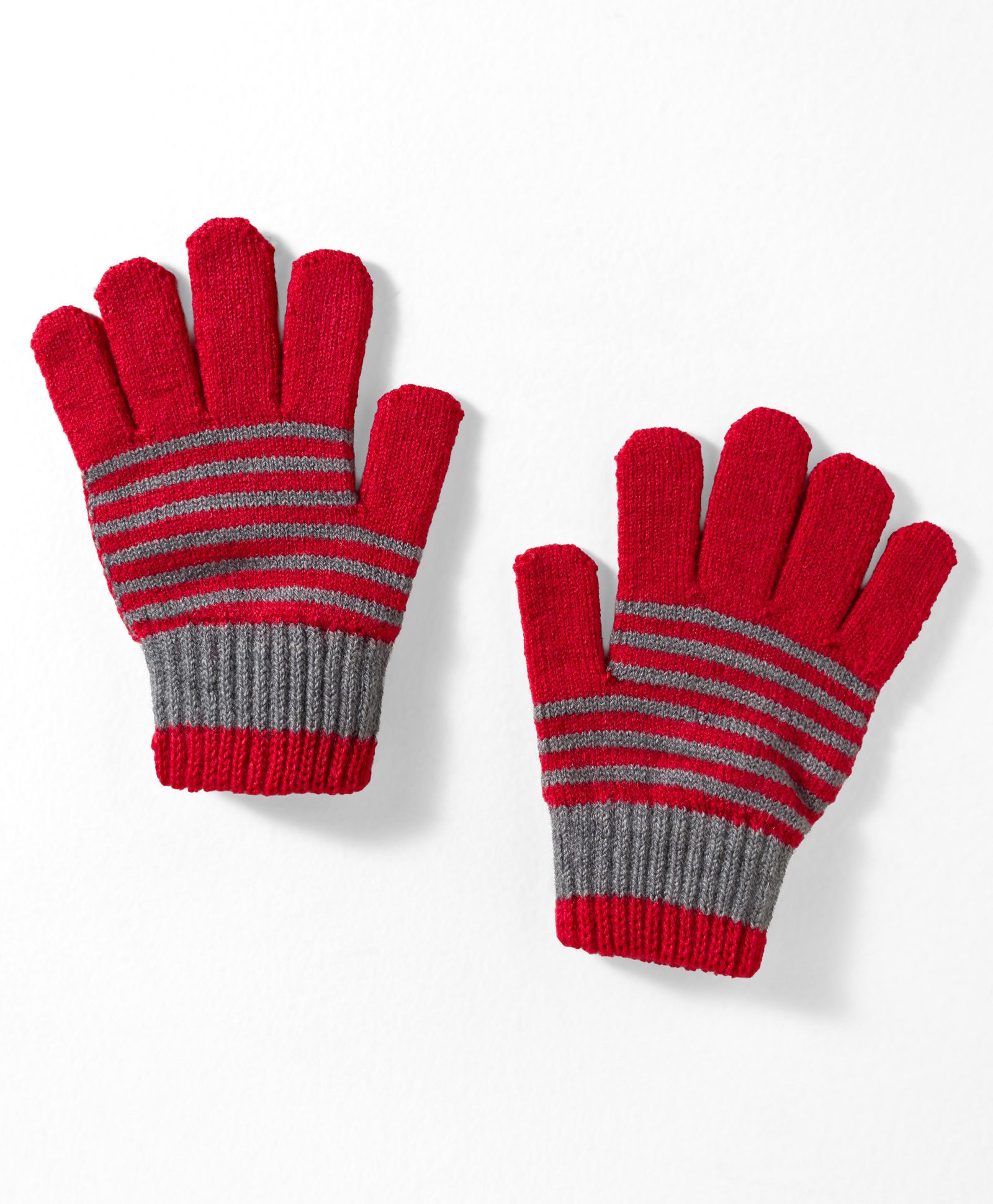 Model Knitted Striped Gloves - Red-picture-17