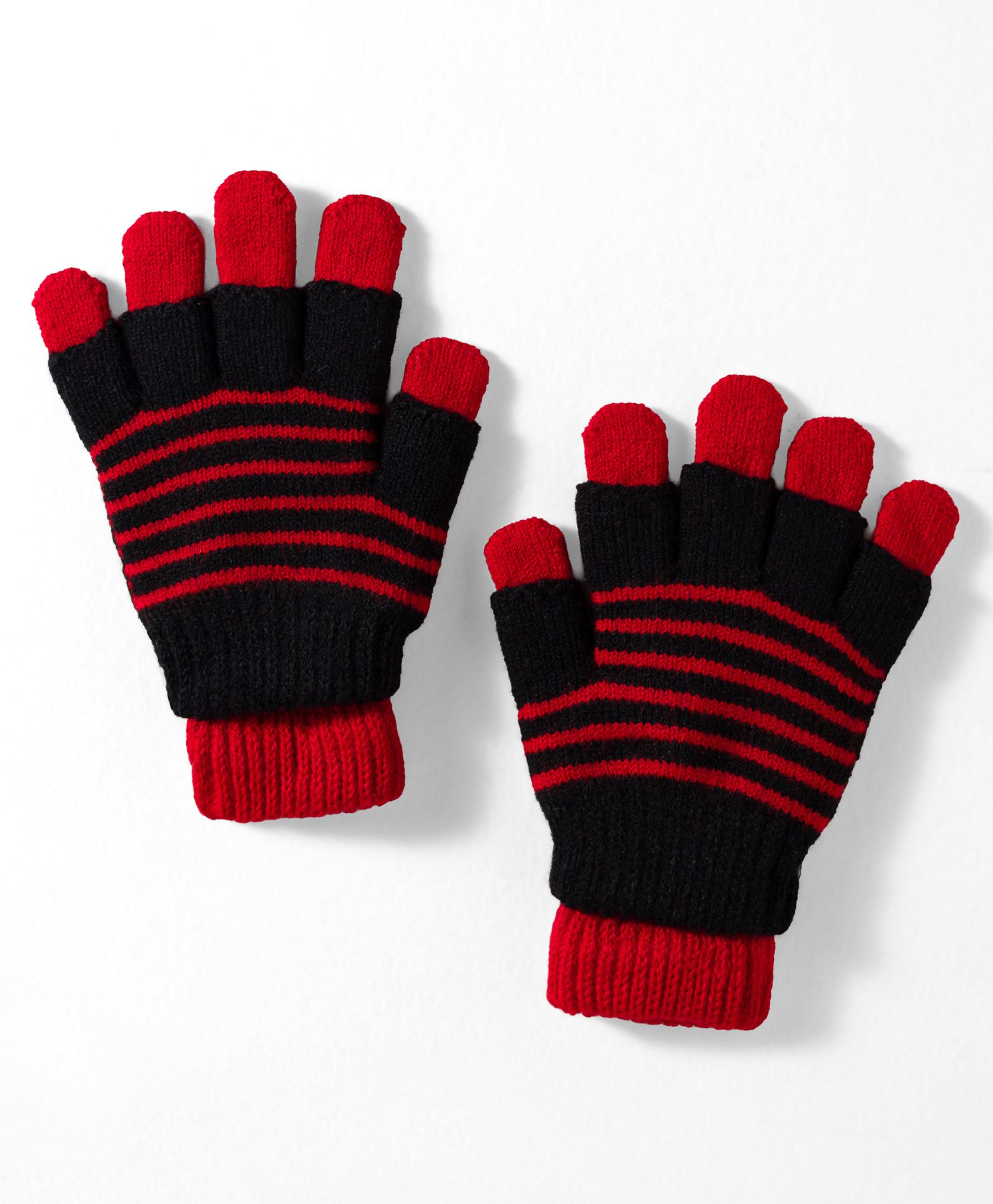 Model Knitted Striped Gloves - Red-picture-34