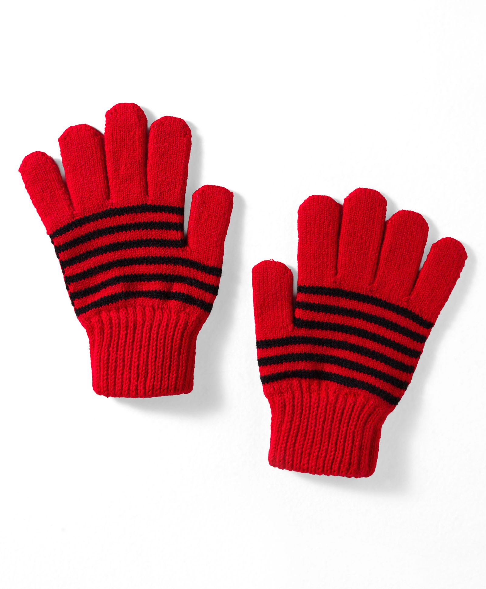 Model Knitted Striped Gloves - Red-picture-18
