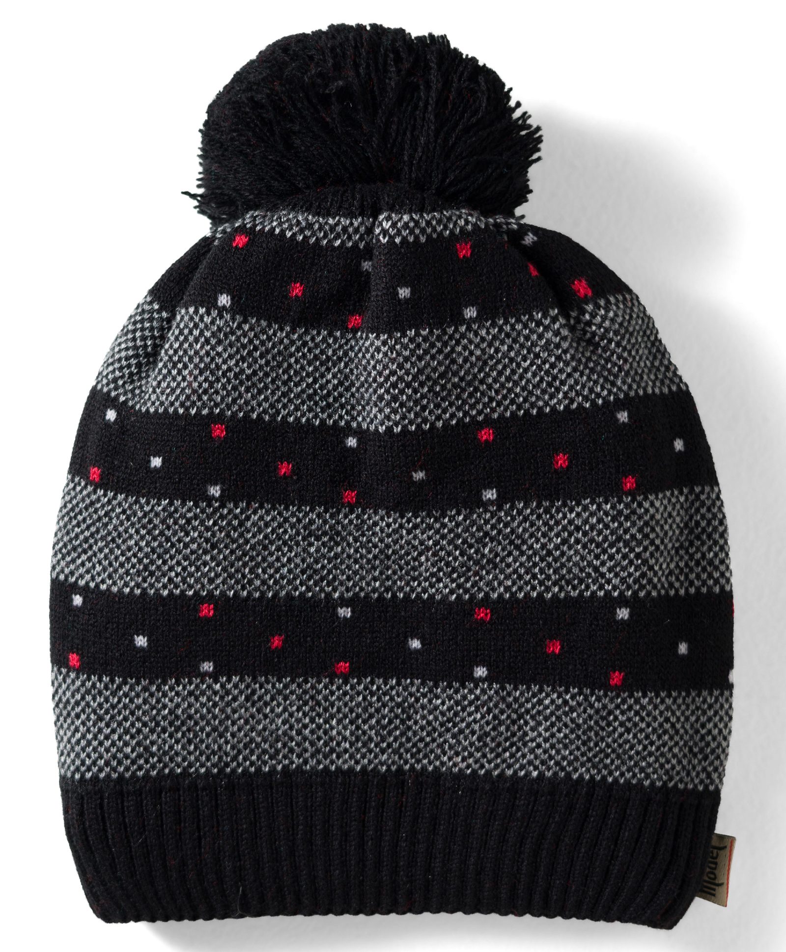 Model Knitted Striped Winter Cap Black - Diameter 9 cm-picture-22
