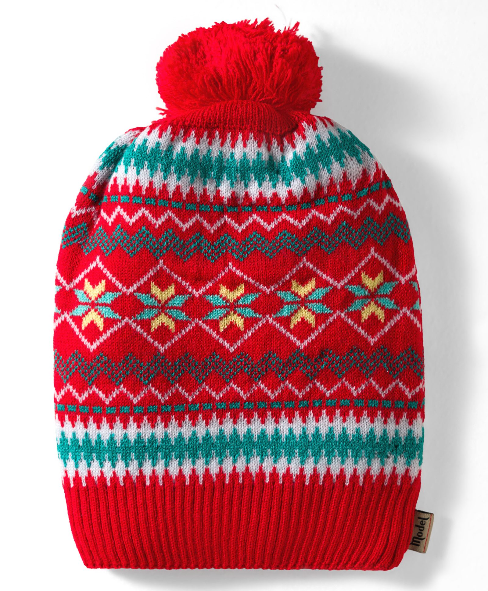 Model Knitted Designed Winter Cap Red - Diameter 9 cm-picture-24