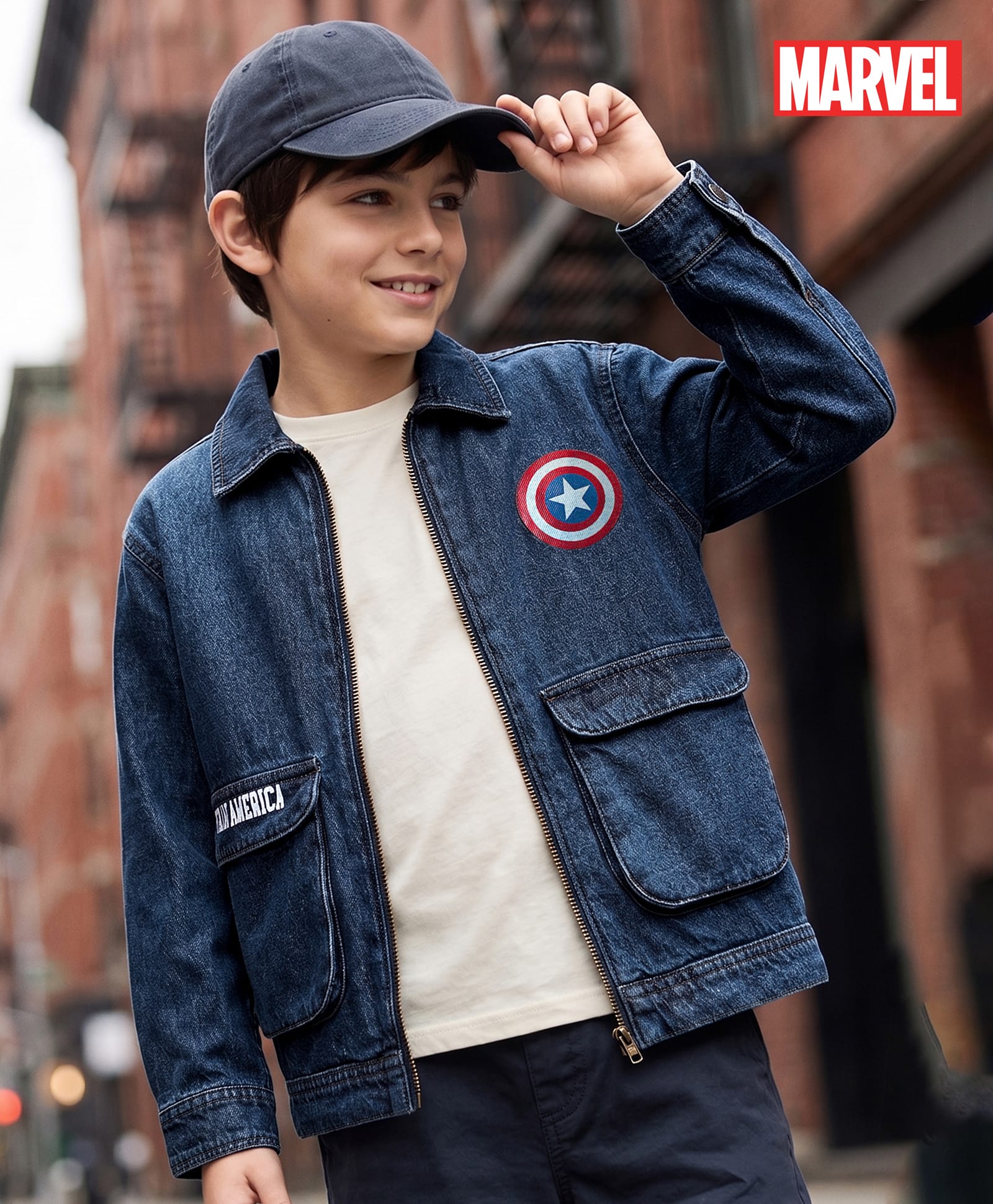 Pine Kids Marvel Denim Woven Full Sleeves Jacket With Captain America Graphics - Navy Blue-picture-21