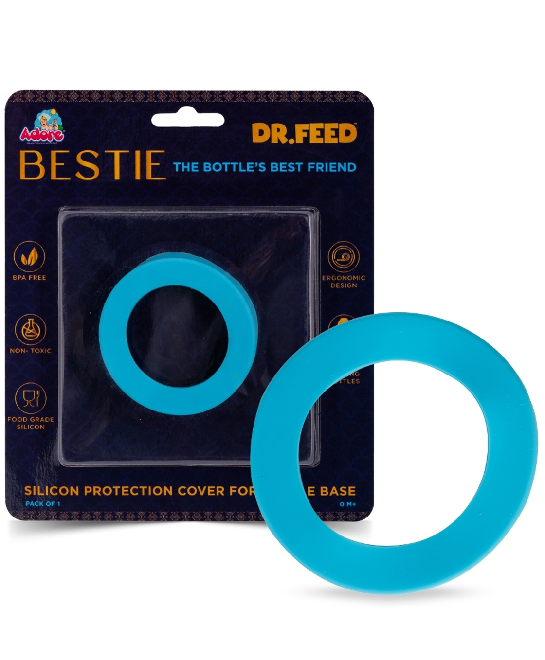 Adore Dr.Feed Bestie! The Silicon Base for Dr.Feed Wide Neck Bottles- Sky Blue Pack of 2-picture-12