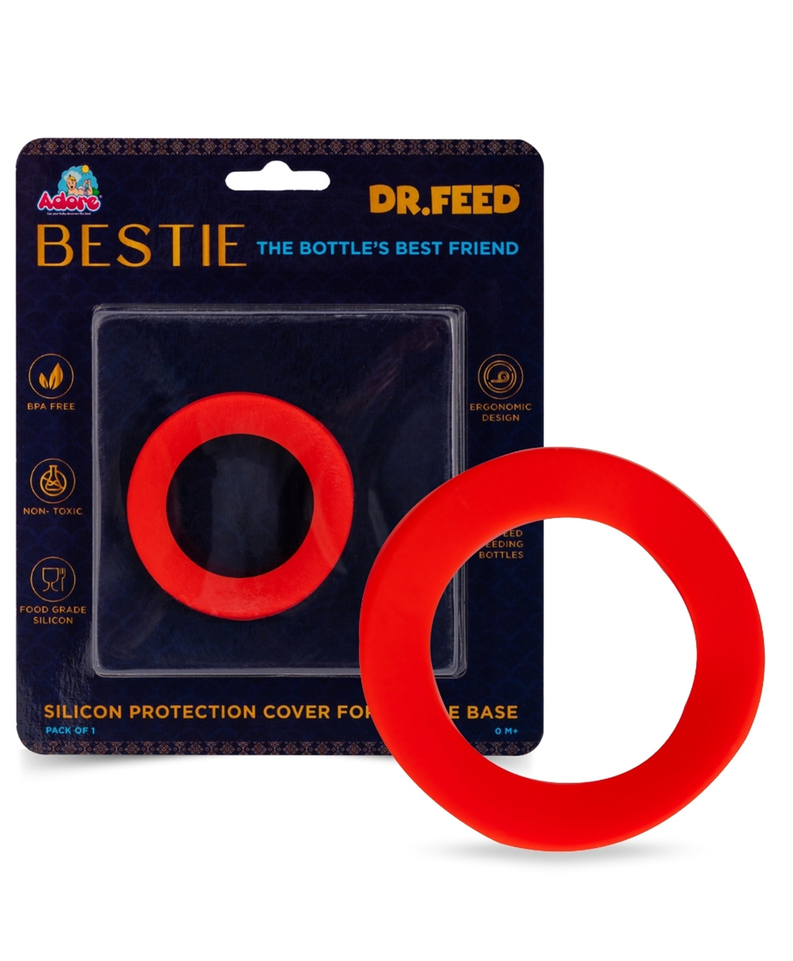 Adore Dr.Feed Bestie! The Silicon Base for Dr.Feed Wide Neck Bottles- Cherry Red Pack of 2-image-41