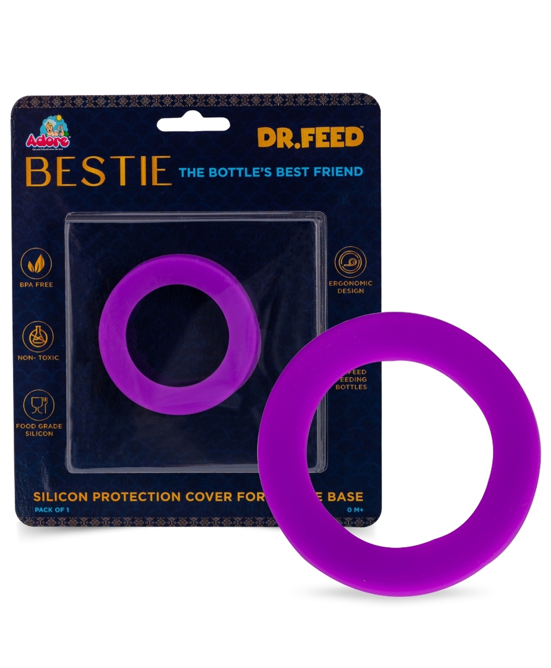 Adore Dr.Feed Bestie! The Silicon Base for Dr.Feed Wide Neck Bottles- Pixy Purple Pack of 2-image-34
