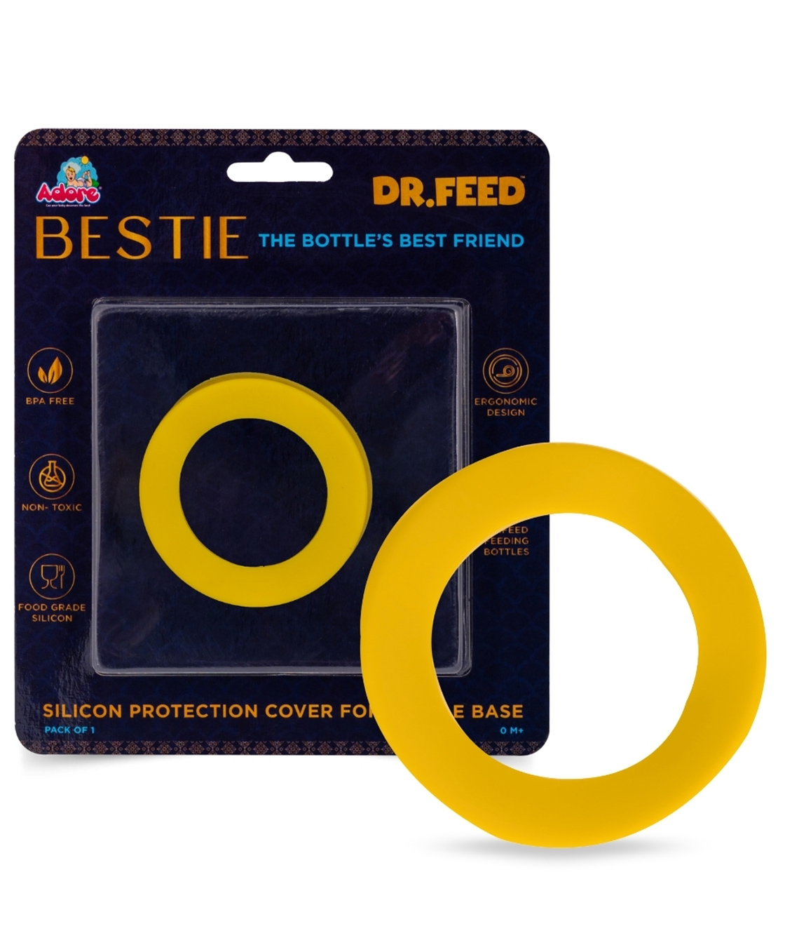 Adore Dr.Feed Bestie! The Silicon Base for Dr.Feed Wide Neck Bottles- Yanky Yellow Pack of 2-picture-11