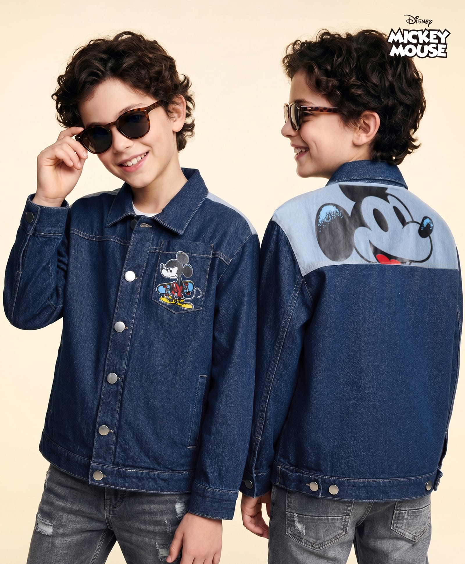 Pine Kids Disney Denim Woven Full Sleeves Jacket With Mickey Mouse Graphics - Navy Blue-picture-24